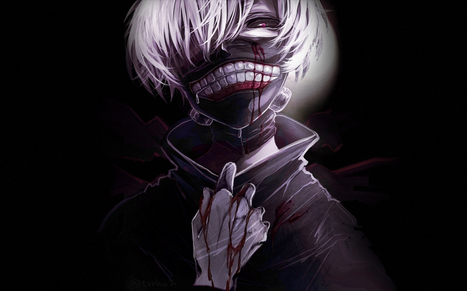 Ken Kaneki, Tokyo Ghoul, Maschera, Sfondo nero, 1920x1200, wallpaper desktop