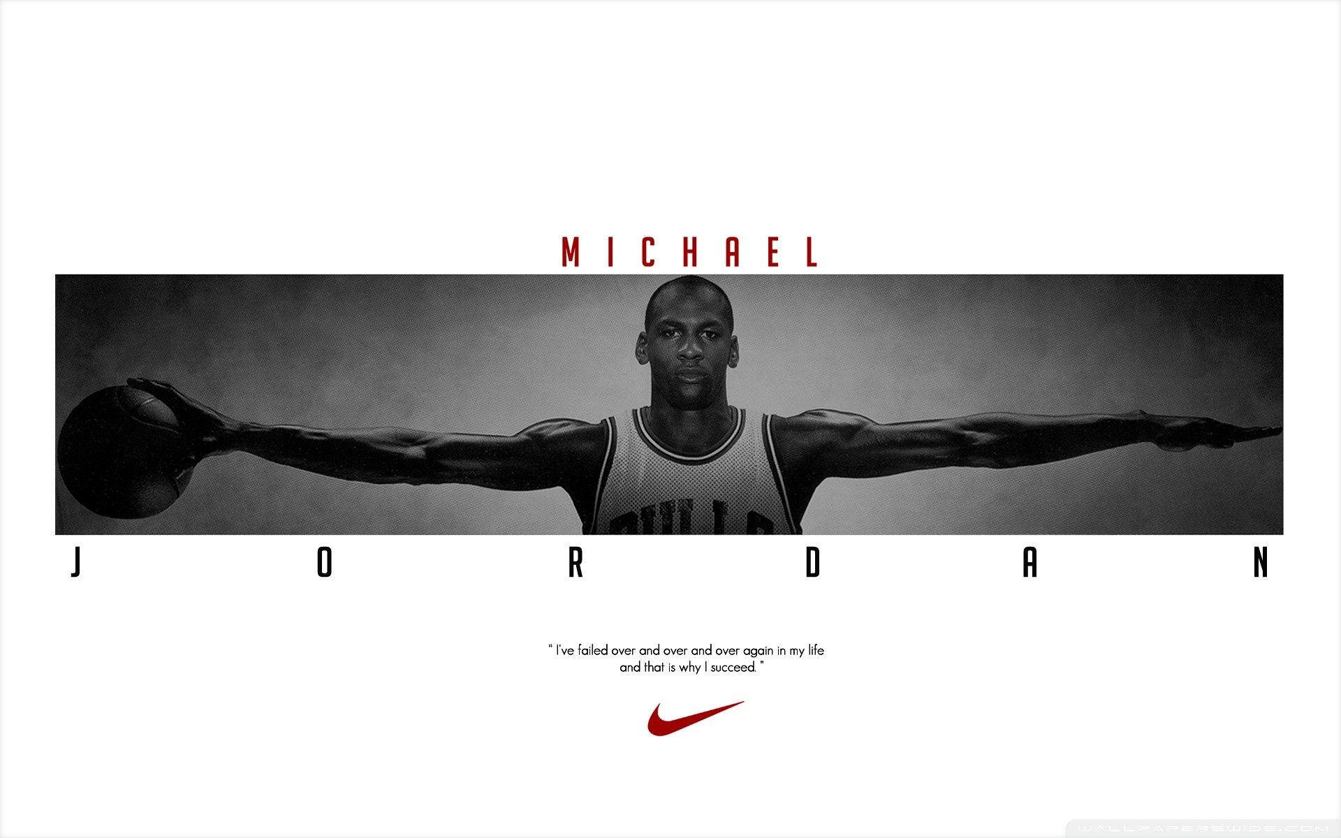 Michael Jordan, Wings, Nike, Bianco e nero, 1920x1200, sfondo per PC