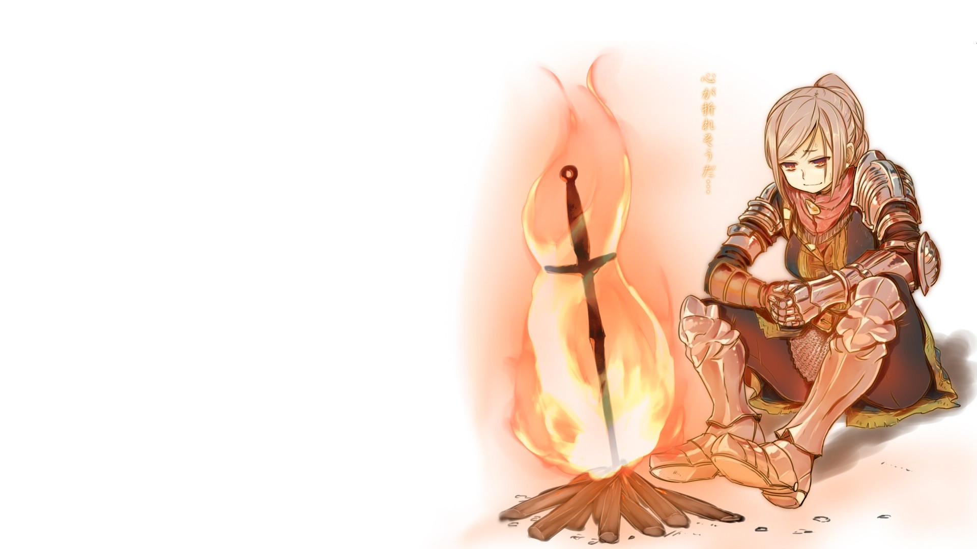 Dark Souls, Guardiana del Fuoco, Falò, Anime, Sfondo bianco, Full HD, wallpaper per portatile