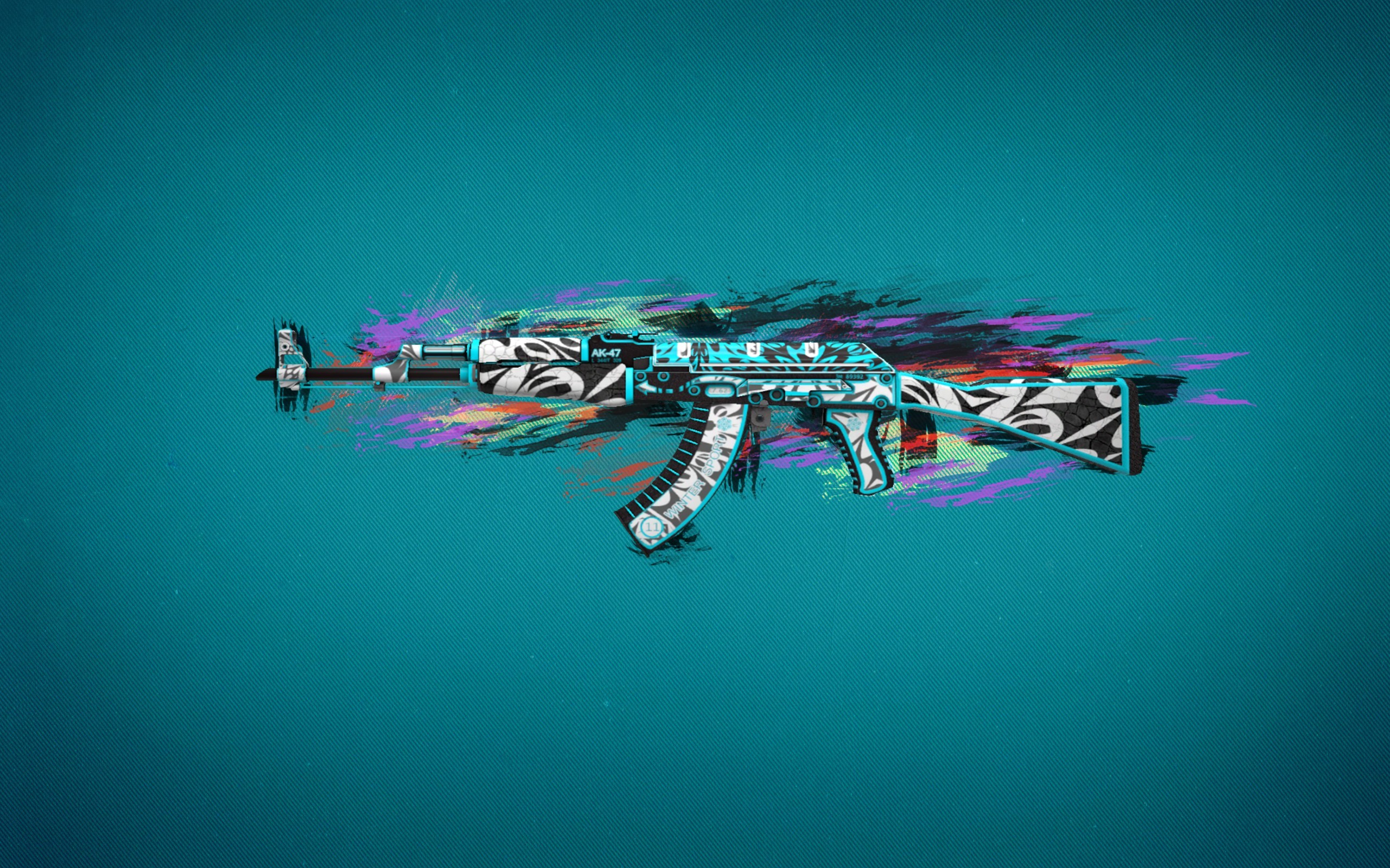 AK-47, CS:GO, Skin arma, Turchese, 16:10 2K, sfondo widescreen