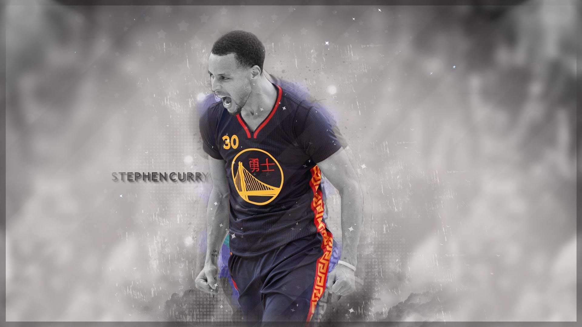 Stephen Curry, Golden State Warriors, Maglia nera, Esultanza, Full HD, sfondo desktop