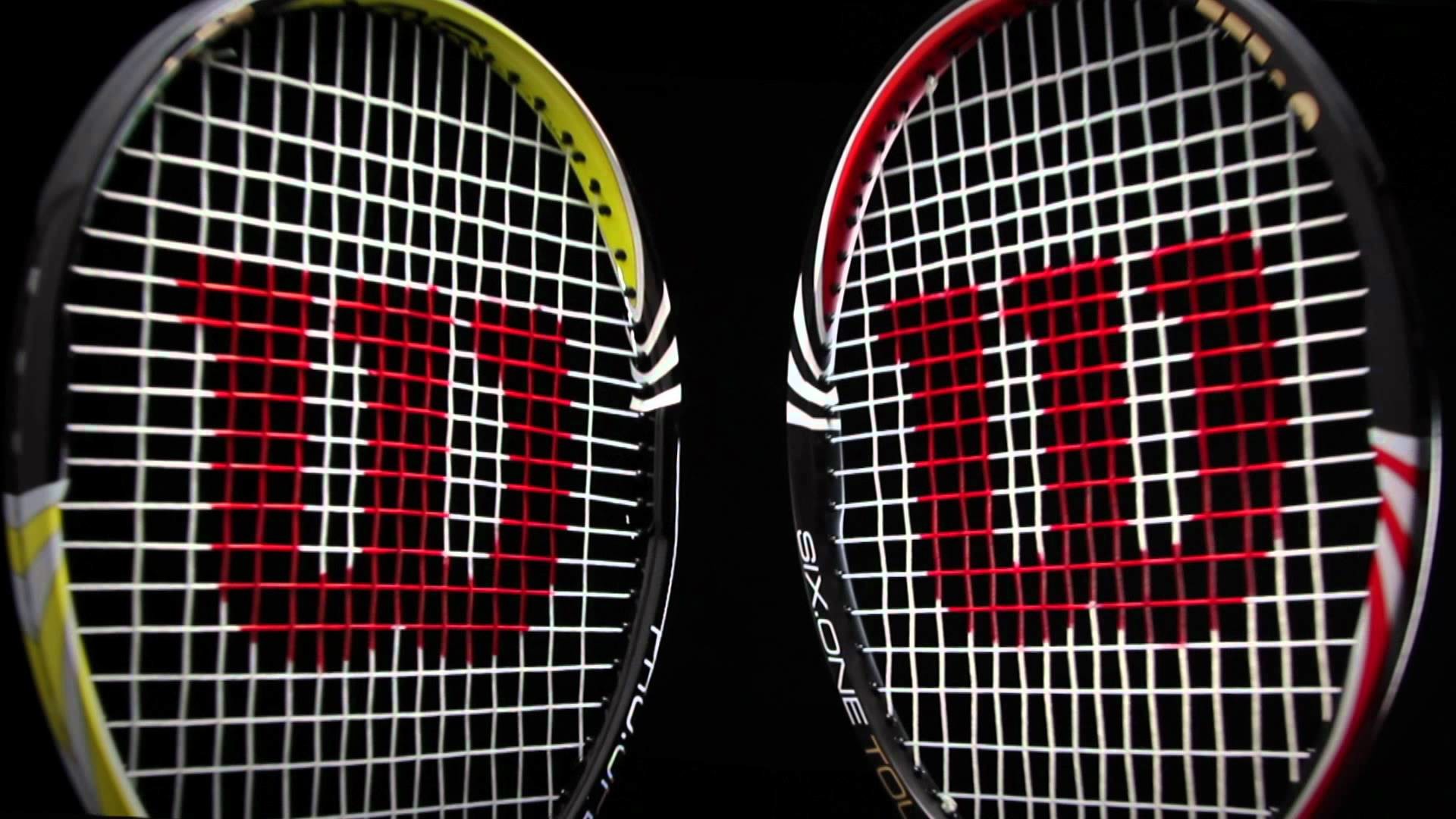 Wilson, Racchette da tennis, Corde, Logo W, Sfondo nero, Full HD, wallpaper per computer