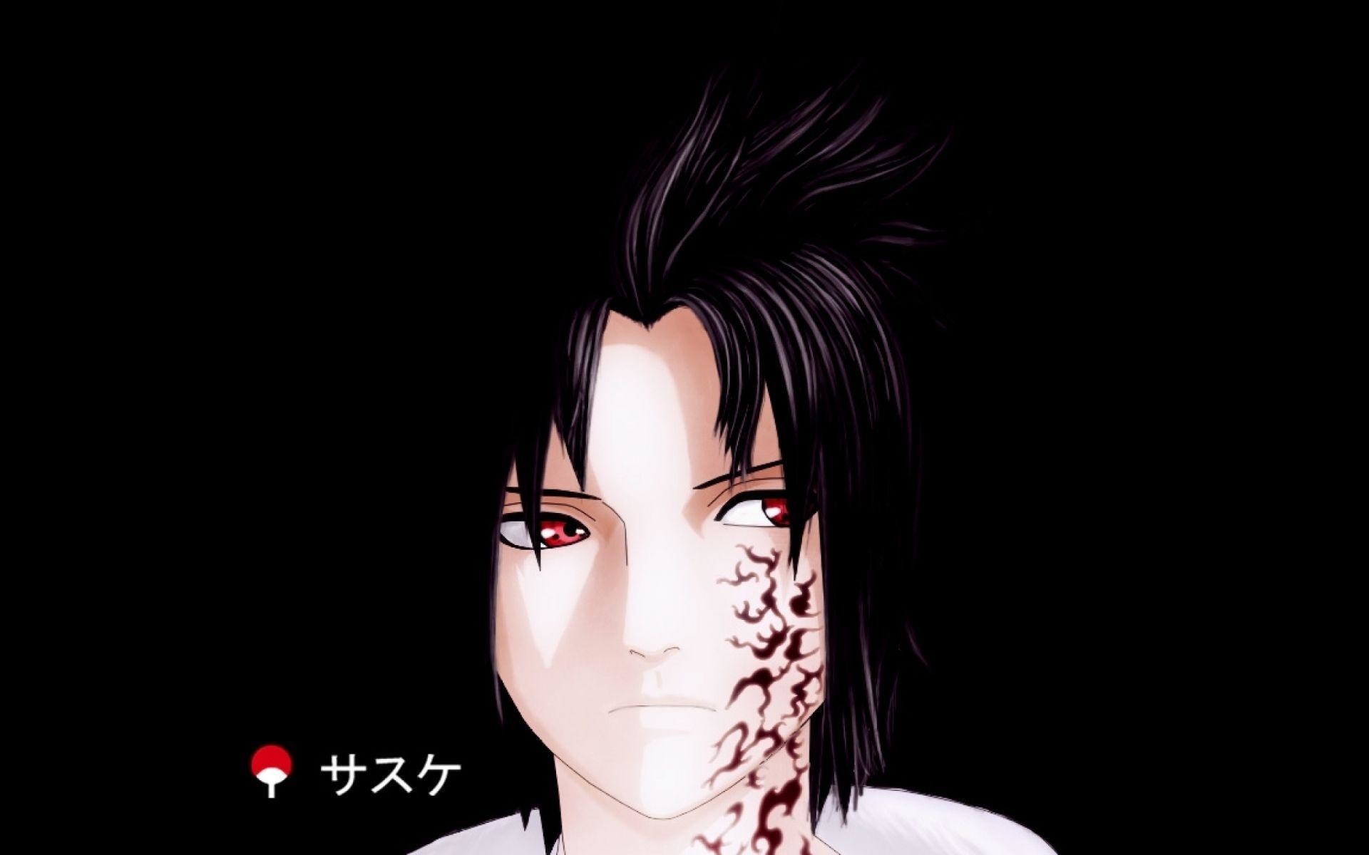 Sasuke Uchiha, Segno maledetto, Sharingan, Sfondo nero, 1920x1200, wallpaper desktop