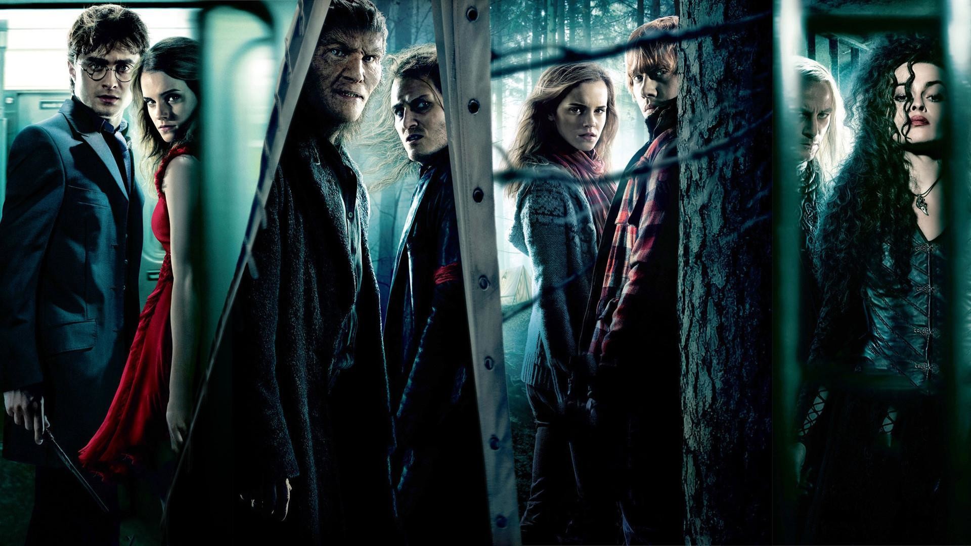 Harry Potter e i Doni della Morte, Harry Potter, Hermione Granger, Bellatrix Lestrange, Poster, immagine di sfondo