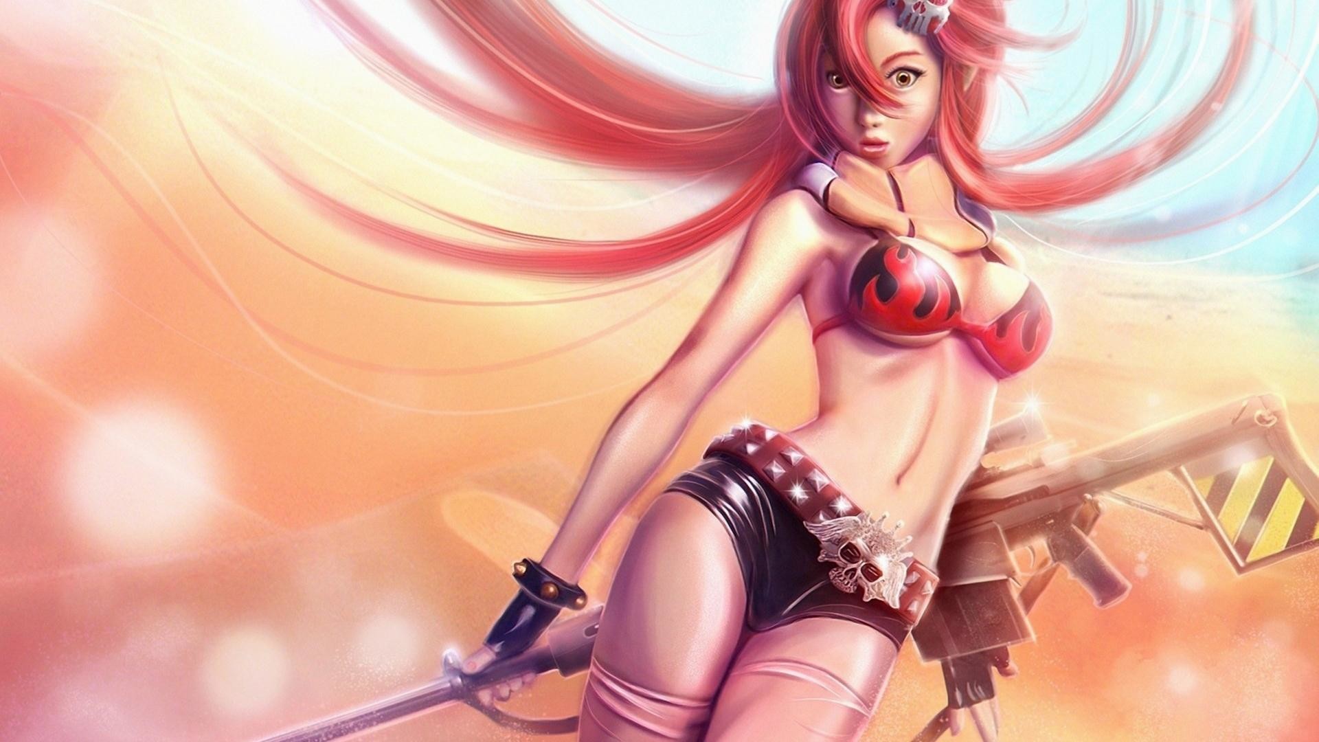 Yoko Littner, Gurren Lagann, Bikini, Fucile, 16:9 Full HD, sfondo widescreen