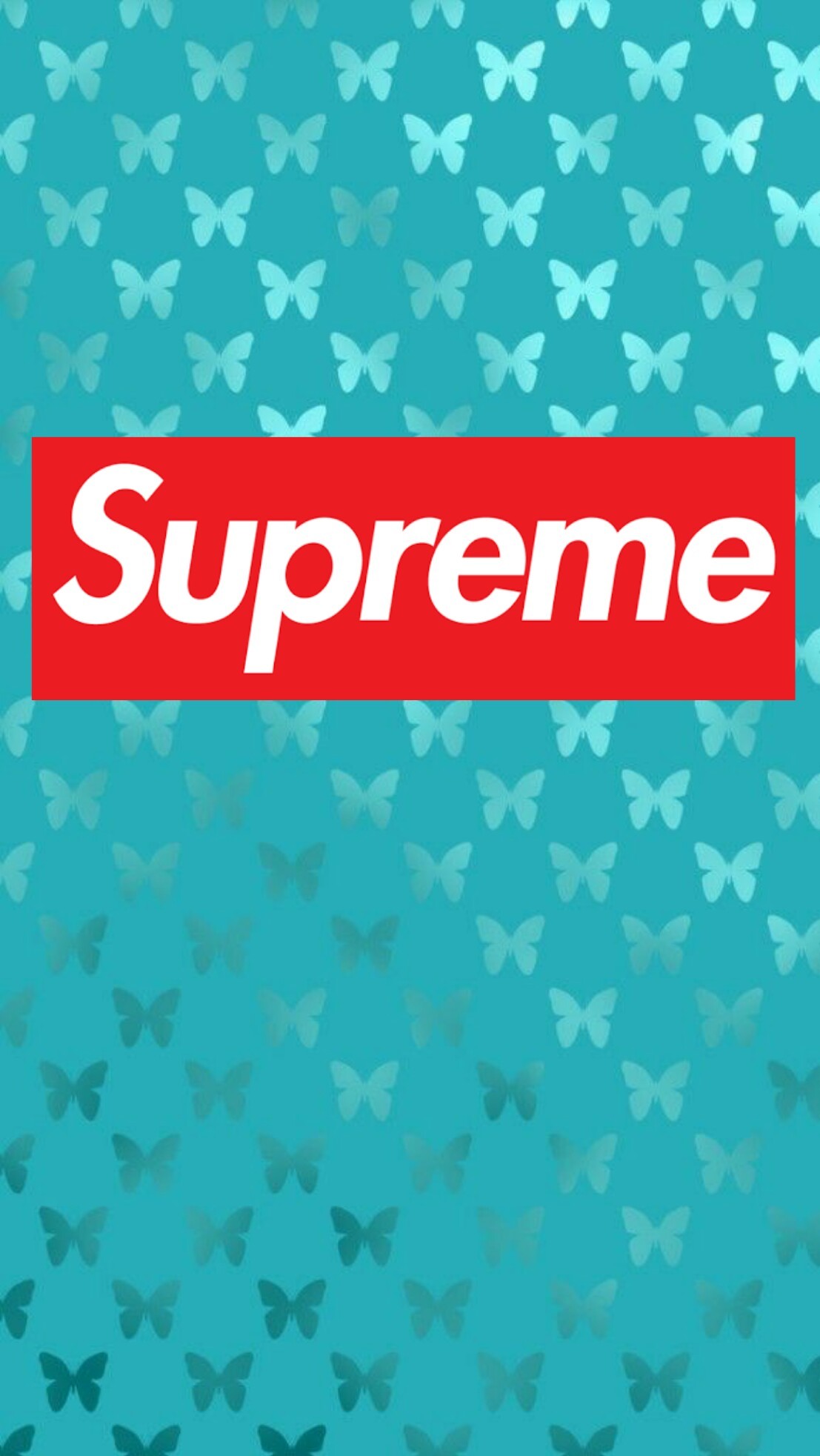 Logo Supreme, Farfalle, Turchese, Full HD, sfondo verticale per cellulare