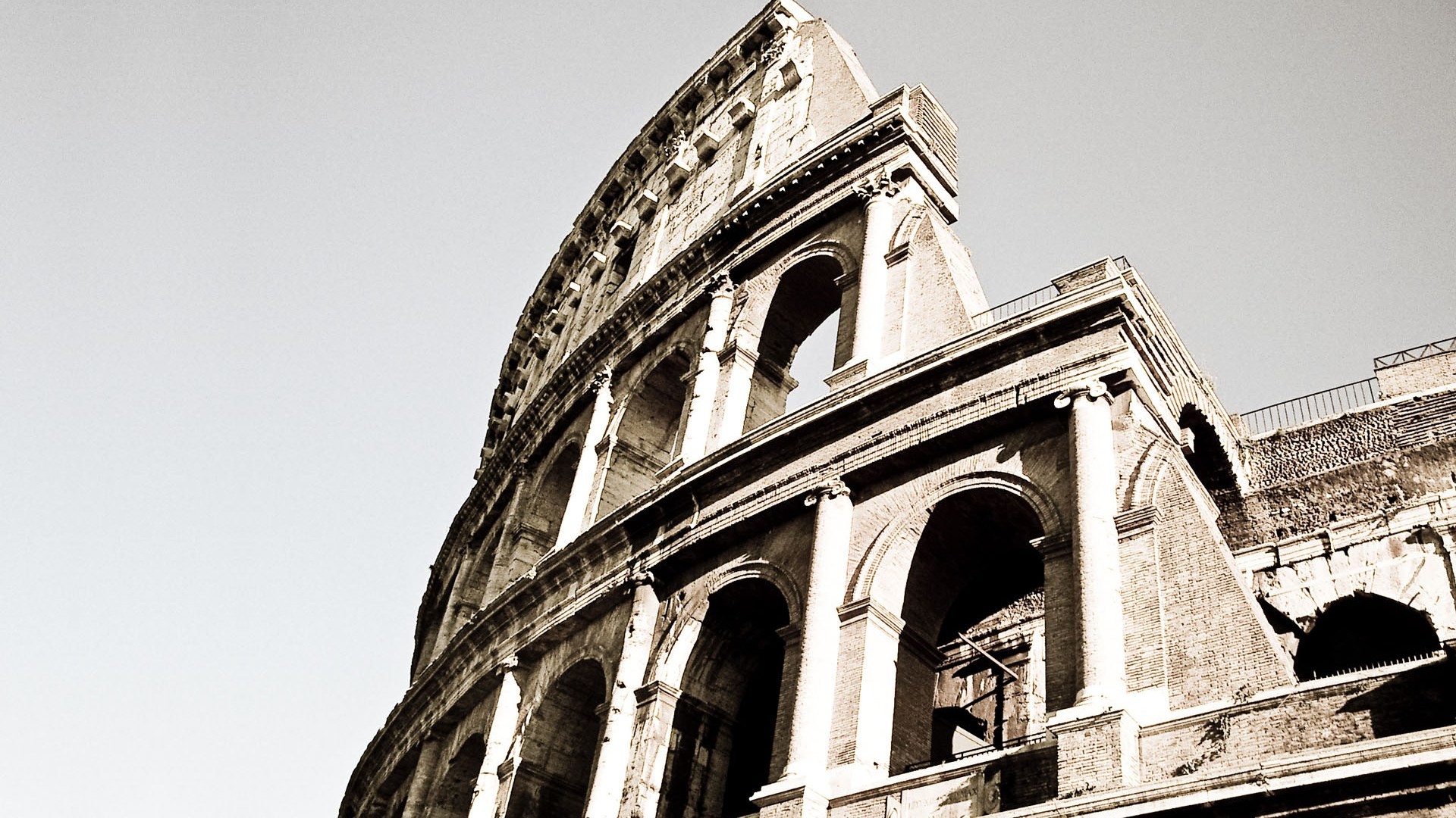Colosseo, Roma, Bianco e nero, Archi, 16:9 Full HD, sfondo widescreen