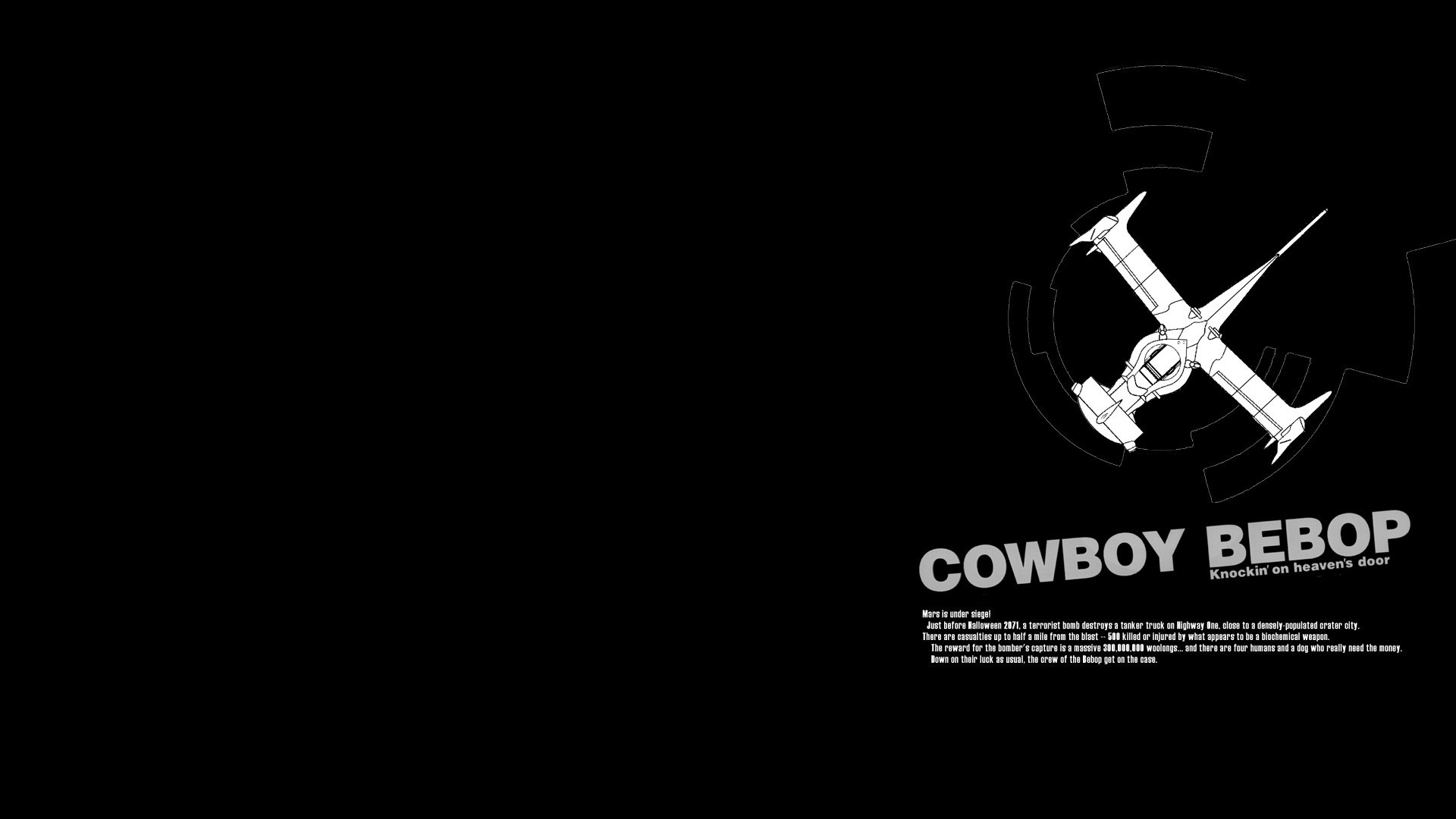 Swordfish II, Cowboy Bebop, Logo, Sfondo nero, Full HD, wallpaper desktop