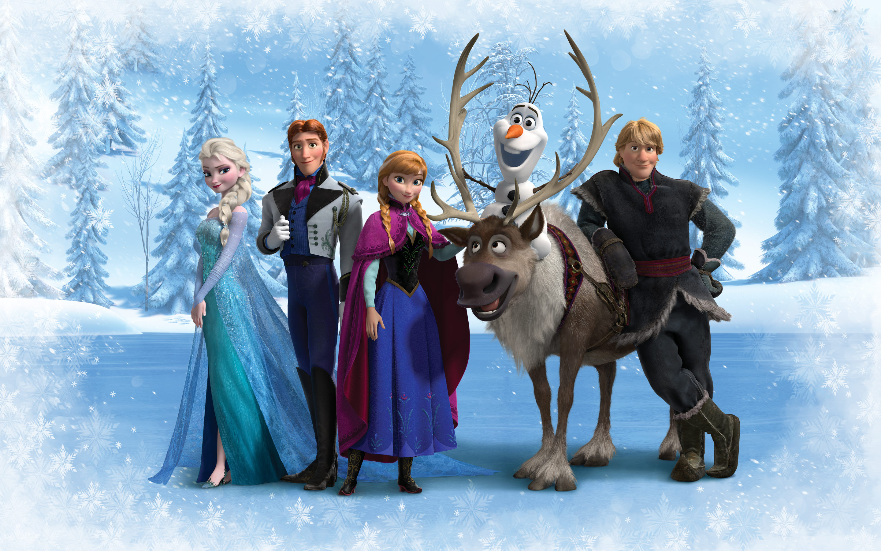 Elsa, Anna, Hans, Kristoff, Sven, Olaf, 2K, sfondo desktop