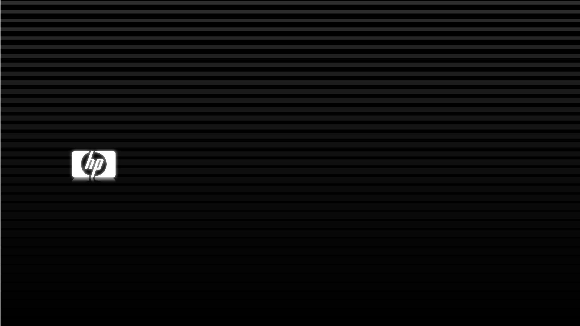 Logo HP, Righe orizzontali, Sfondo nero, Minimalismo, Hewlett-Packard, wallpaper 1920x1080