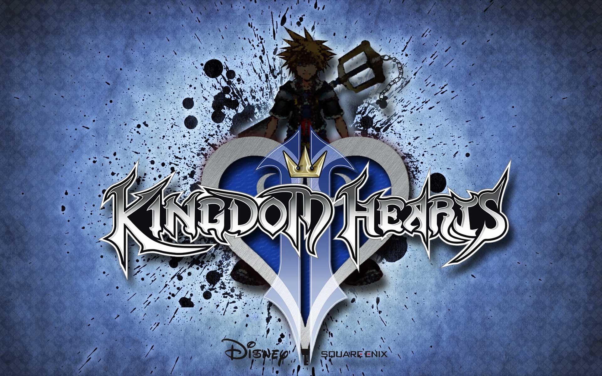 Kingdom Hearts II, Logo, Sora, Schizzi d'inchiostro, Blu, 1920x1200, sfondo per PC