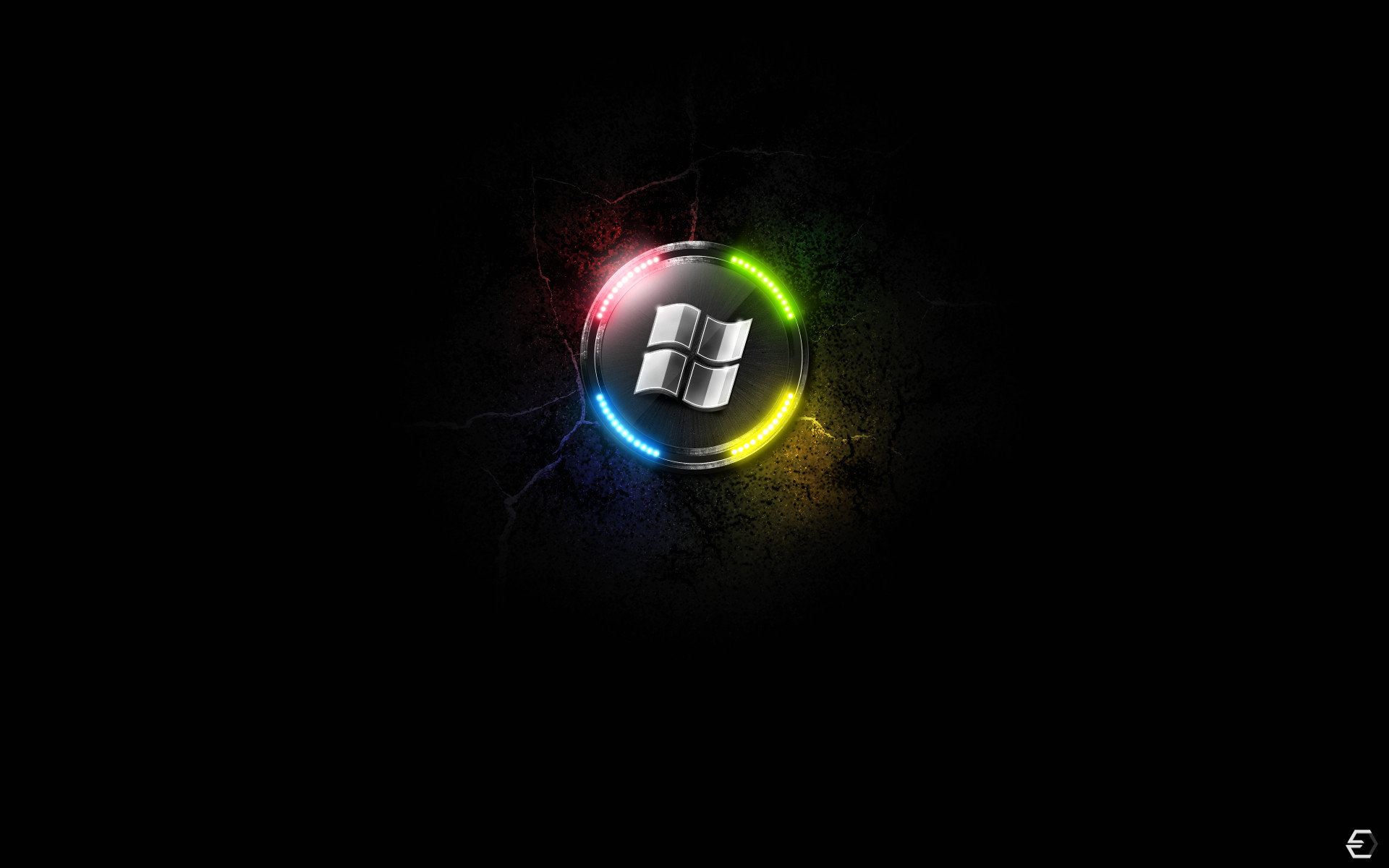 Pulsante Start, Windows 7, Anello luminoso, Sfondo nero, Full HD, wallpaper per computer