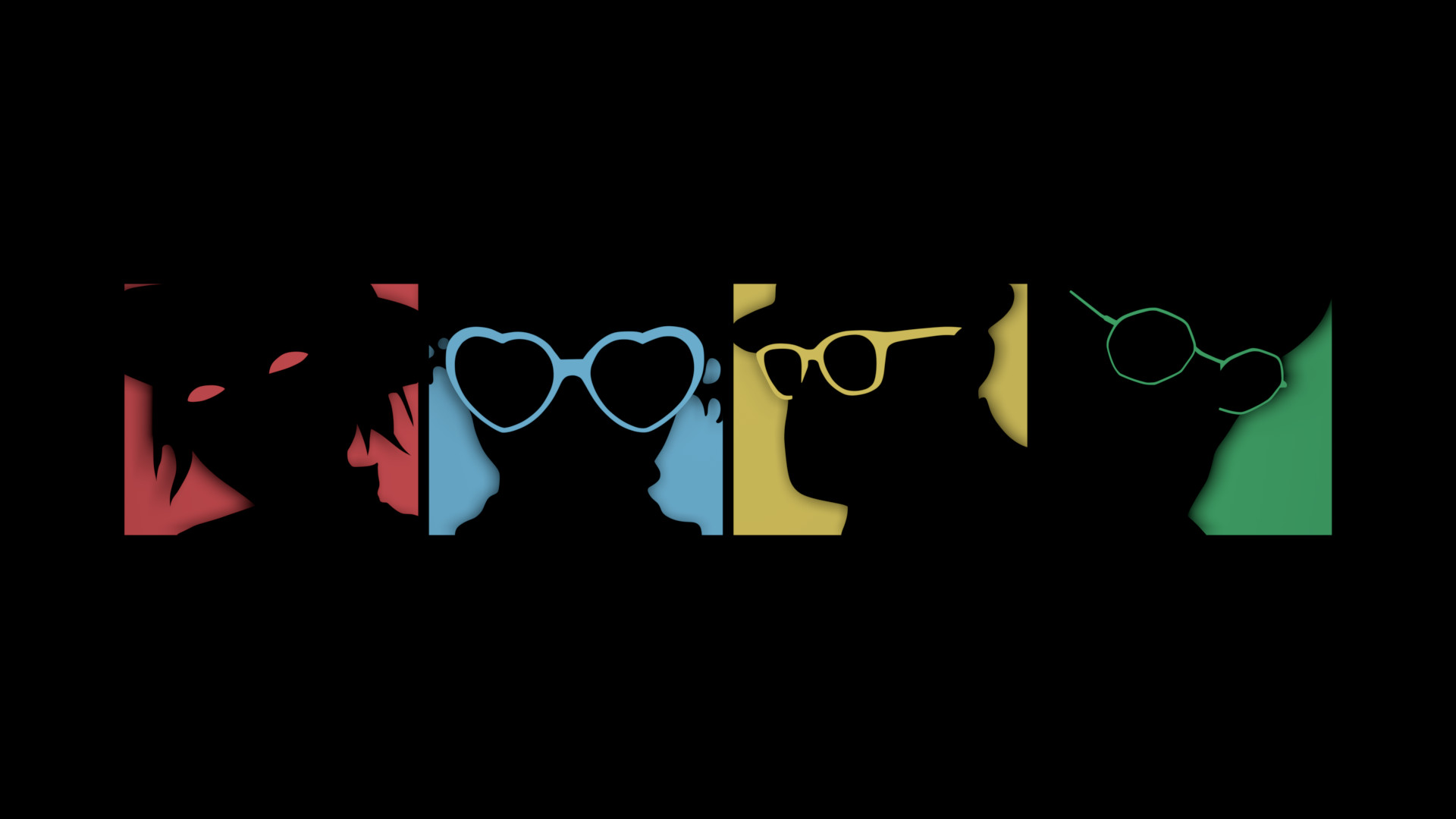 Gorillaz, Occhiali, Silhouette, Minimalismo, 1920x1080, immagine di sfondo