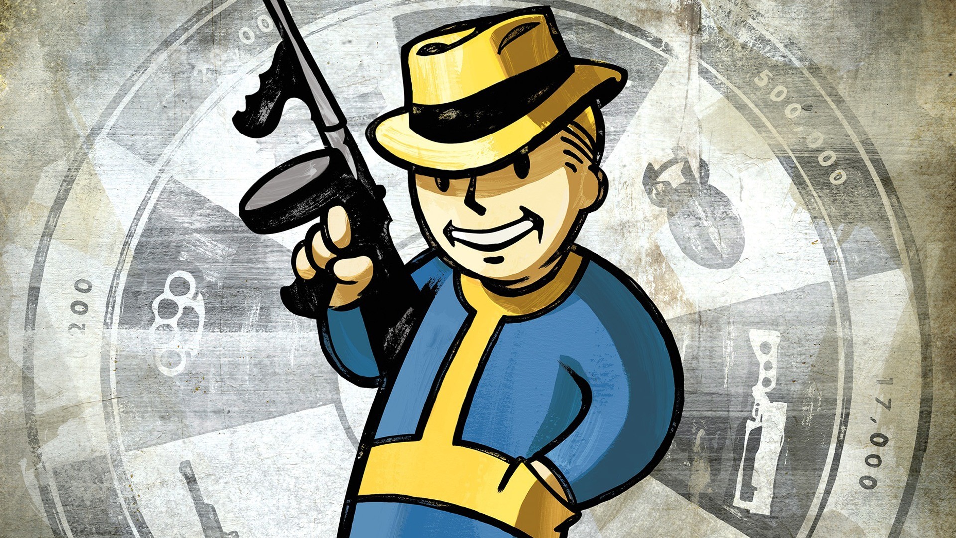 Vault Boy, Fallout, Mitra Thompson, Gangster, Porta del Vault, 1920x1080, immagine di sfondo