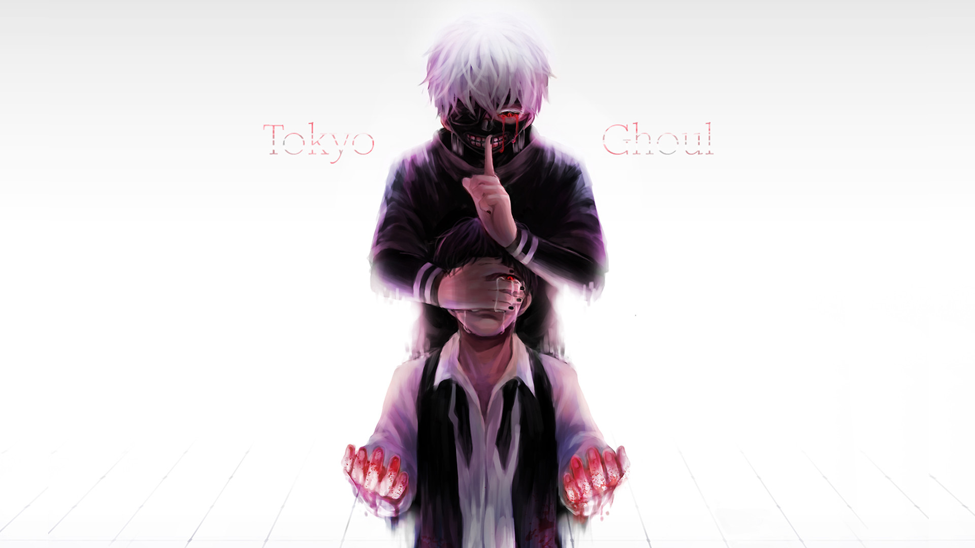 Ken Kaneki, Tokyo Ghoul, Doppia personalità, Sfondo bianco, Full HD, wallpaper per computer