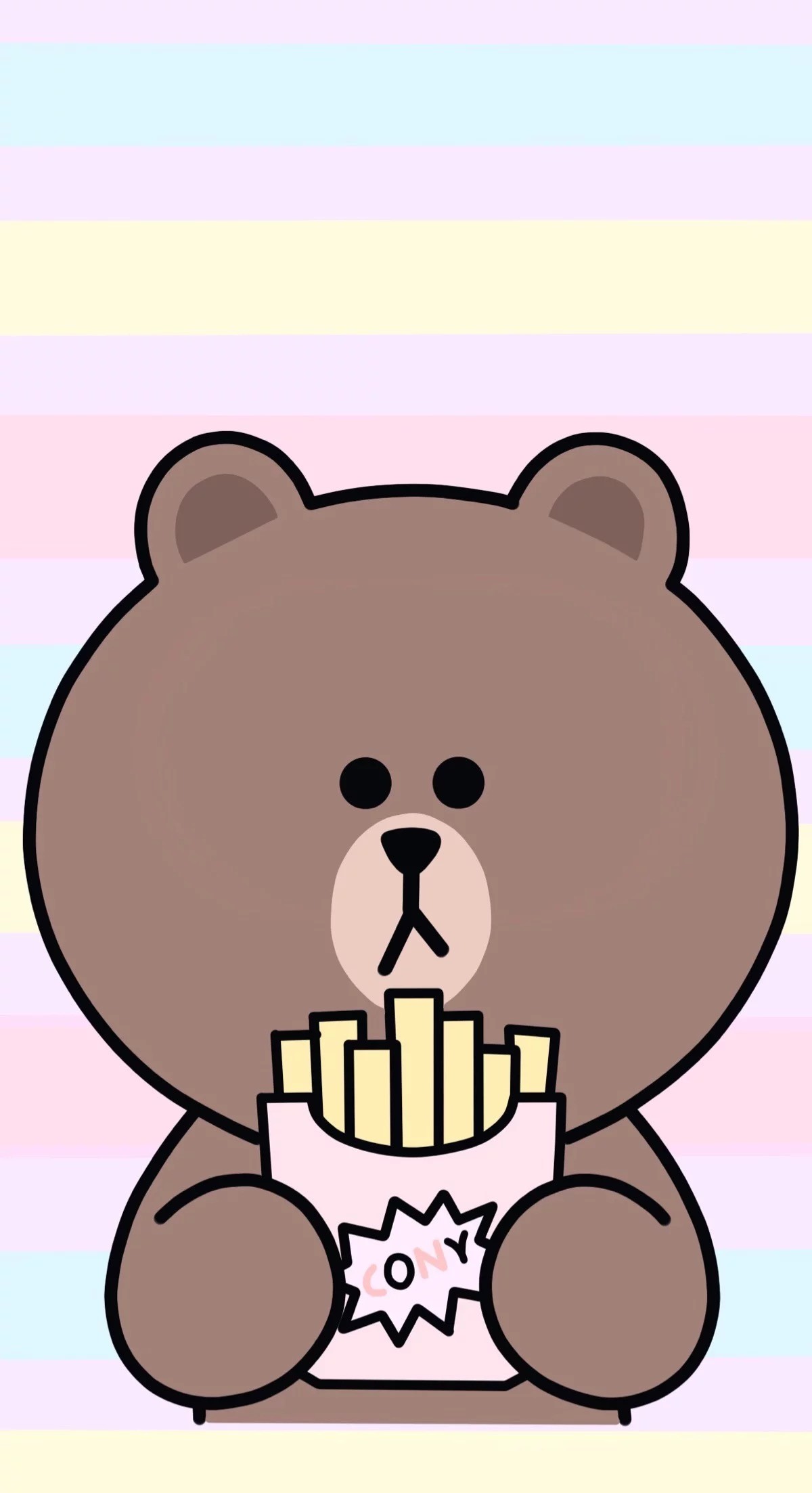 Brown, LINE Friends, Patatine, Strisce pastello, sfondo per iPhone e Android