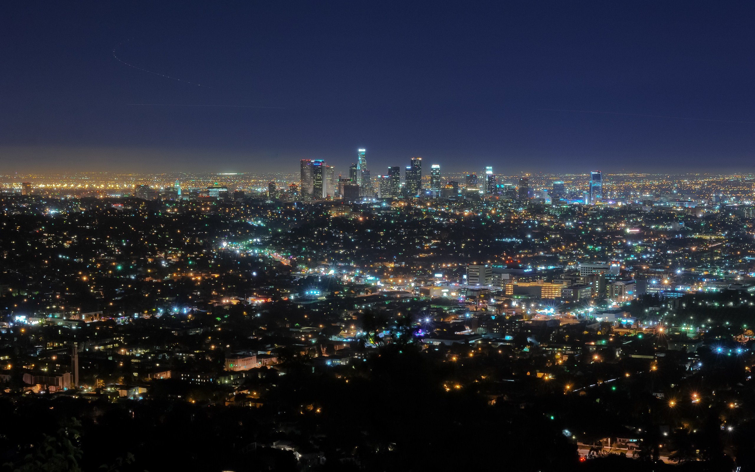 Los Angeles, Notte, Luci della città, Panorama, 2560x1600, immagine di sfondo
