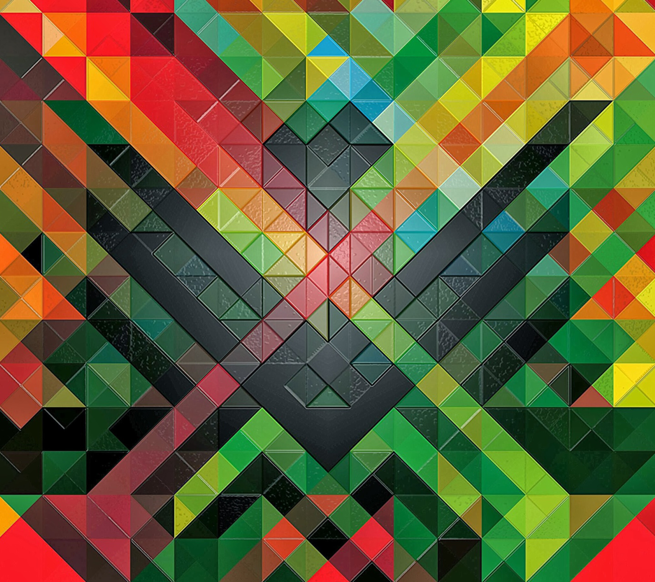 Motivo geometrico, Triangoli, Multicolore, Verde, Rosso, Full HD, sfondo Galaxy S5