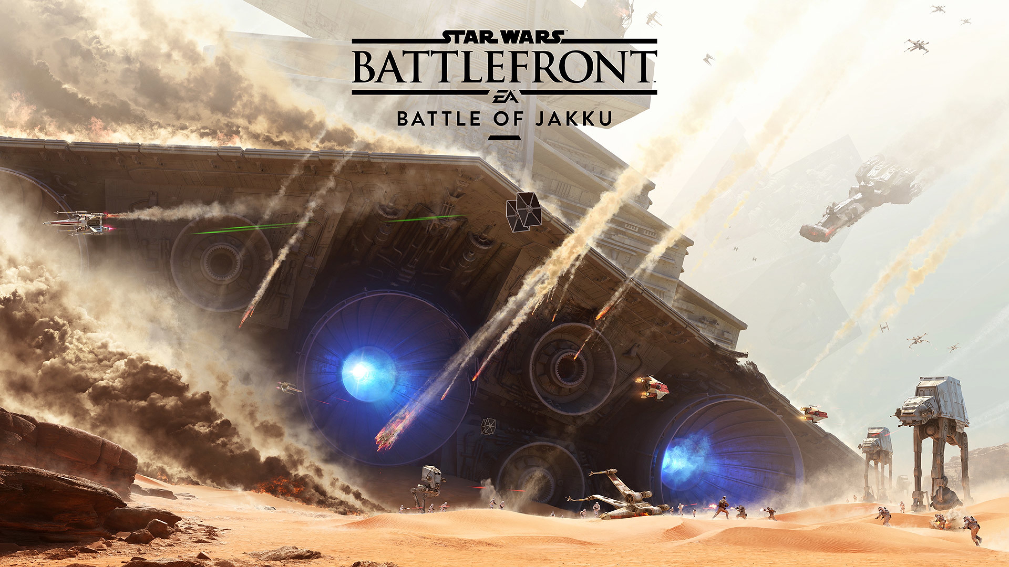 Star Wars Battlefront, Battaglia di Jakku, Jakku, Star Destroyer, AT-AT, Deserto, sfondo 4K