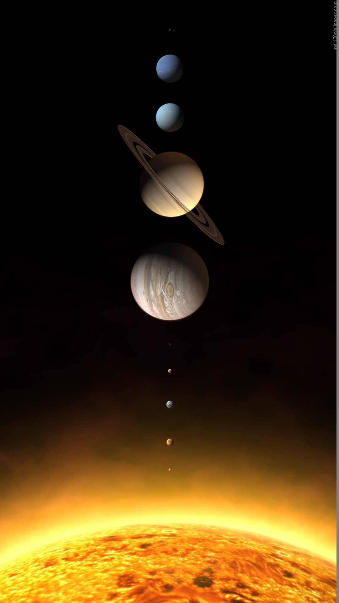 Sistema solare, Pianeti, Saturno, Sole, Spazio, wallpaper iPhone 4K