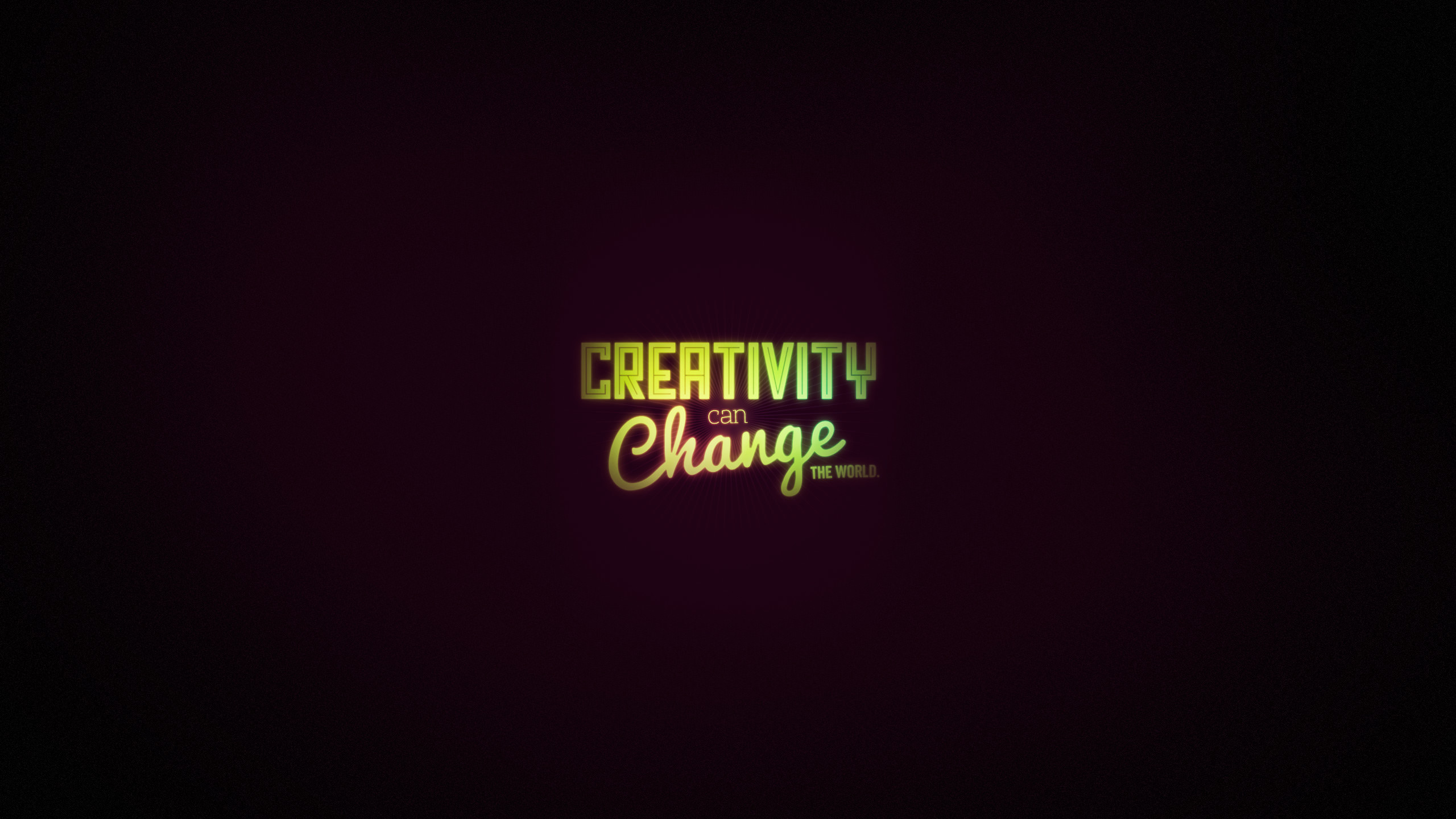 Creativity can change the world, Tipografia, Sfondo scuro, Verde, Frase, wallpaper per portatile