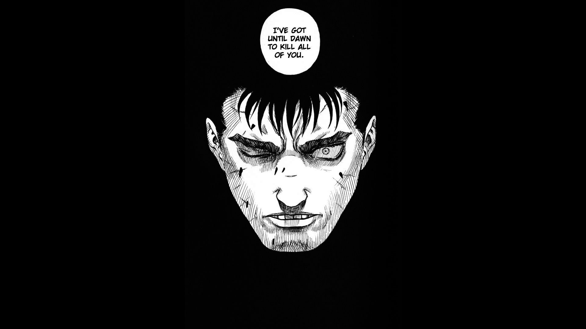 Gatsu, Berserk, Manga, Volto, Sfondo nero, 16:9 Full HD, wallpaper widescreen