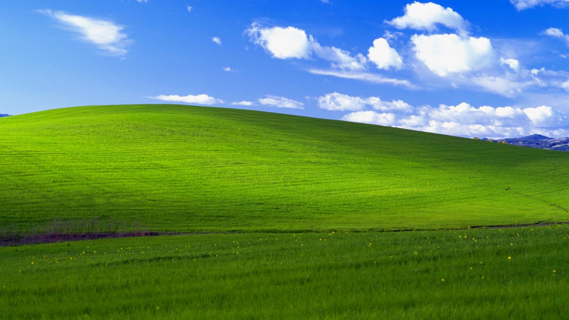 Bliss, Windows XP, Collina verde, Nuvole, Paesaggio, Full HD, sfondo per PC