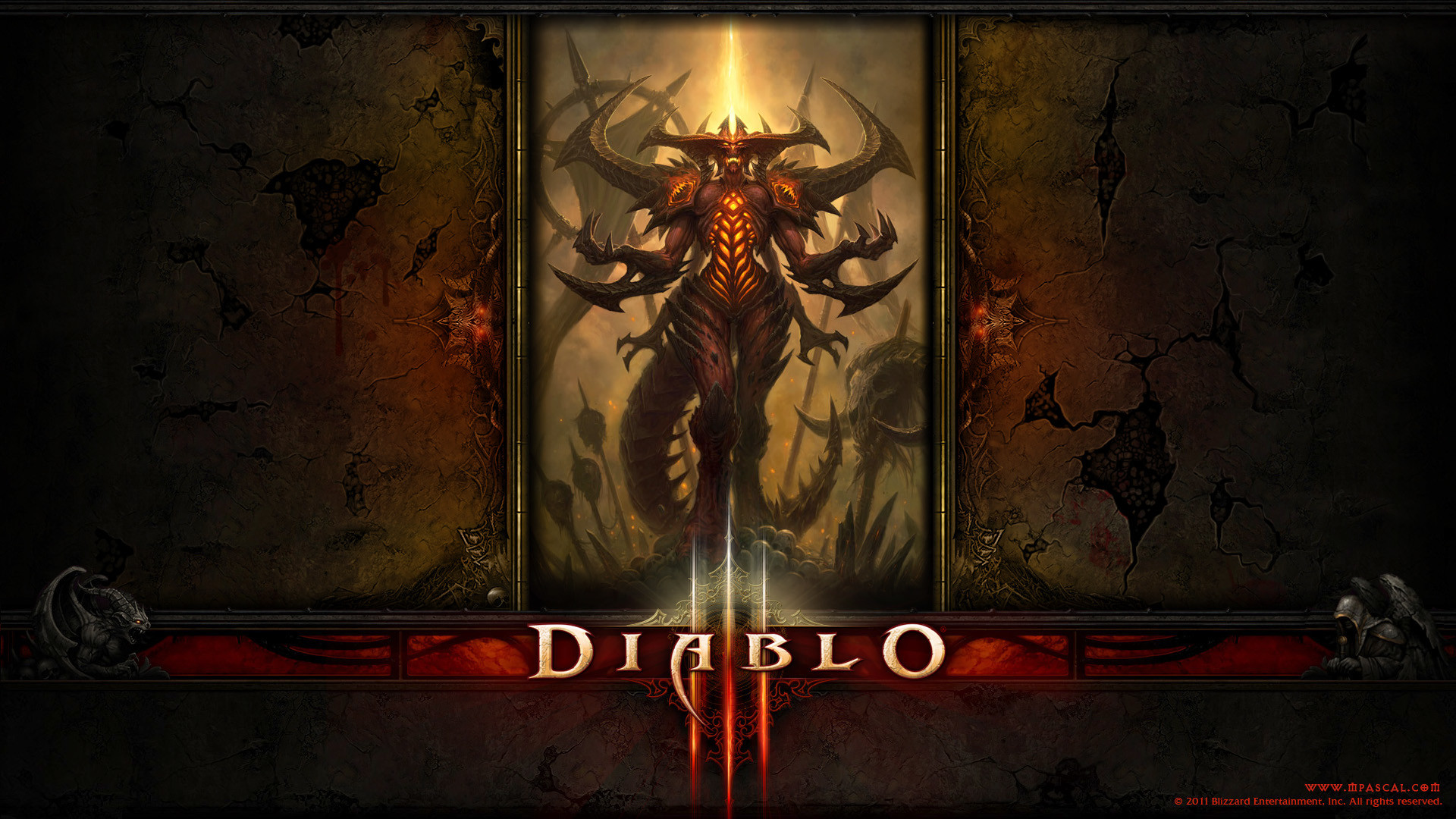 Diablo, Diablo III, Logo, Demone, Toni dorati, Full HD, wallpaper per computer