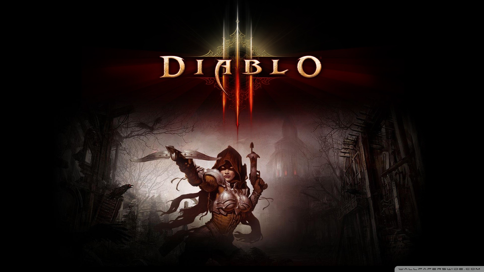 Cacciatore di demoni, Diablo III, Logo, Atmosfera cupa, Full HD, sfondo Windows 11