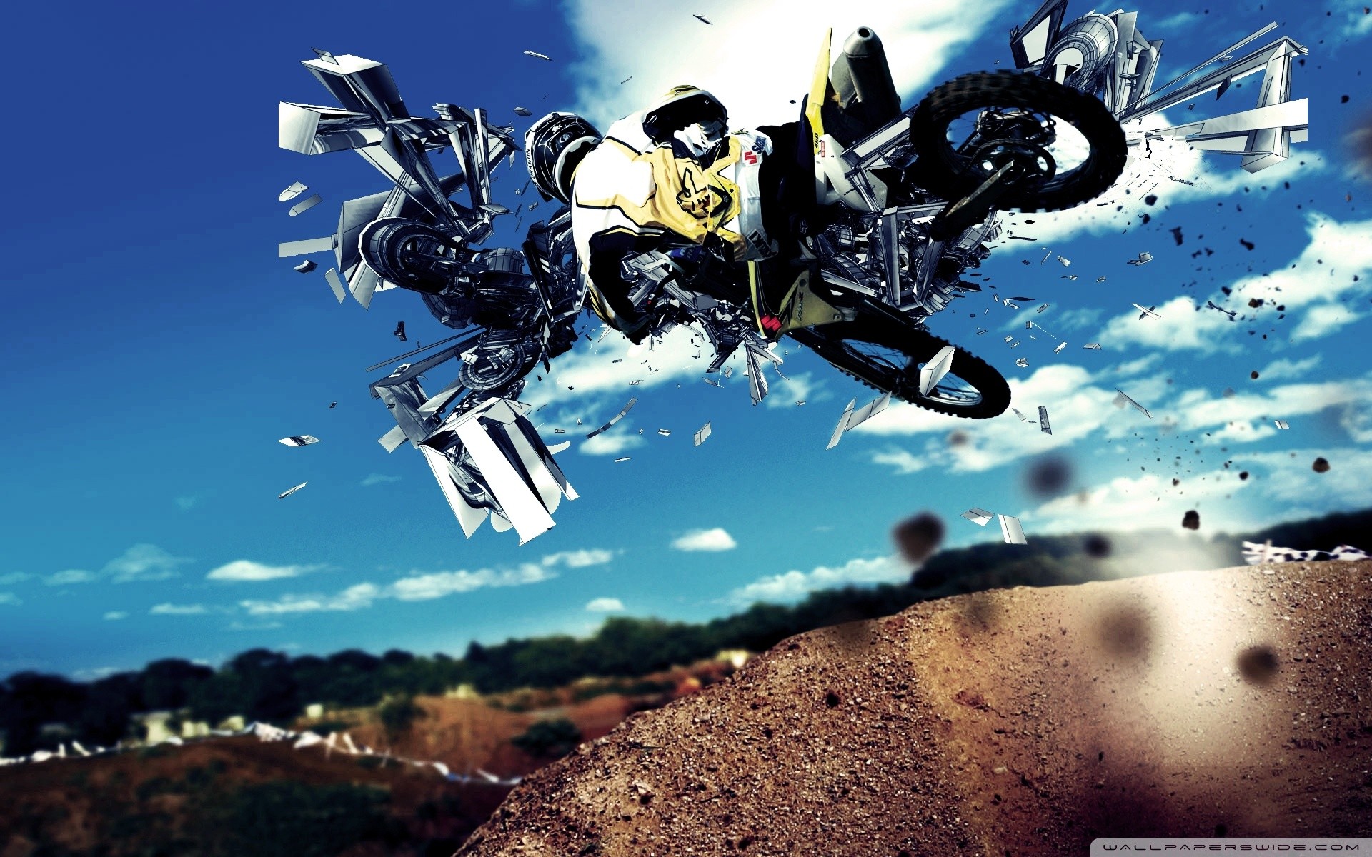 Motocross, Freestyle, Salto, Arte digitale, 1920x1200, immagine di sfondo