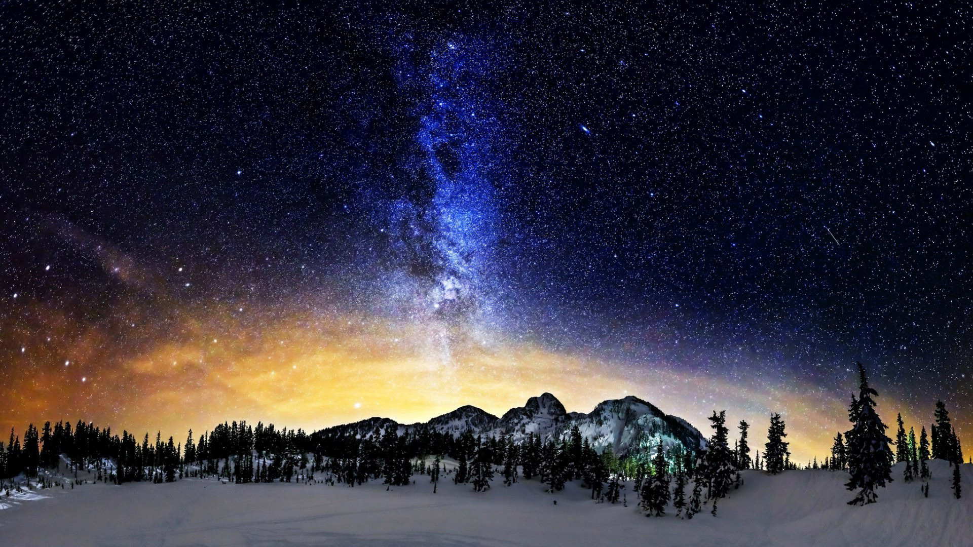 Via Lattea, Montagne, Neve, Foresta, 1920x1080, sfondo per PC