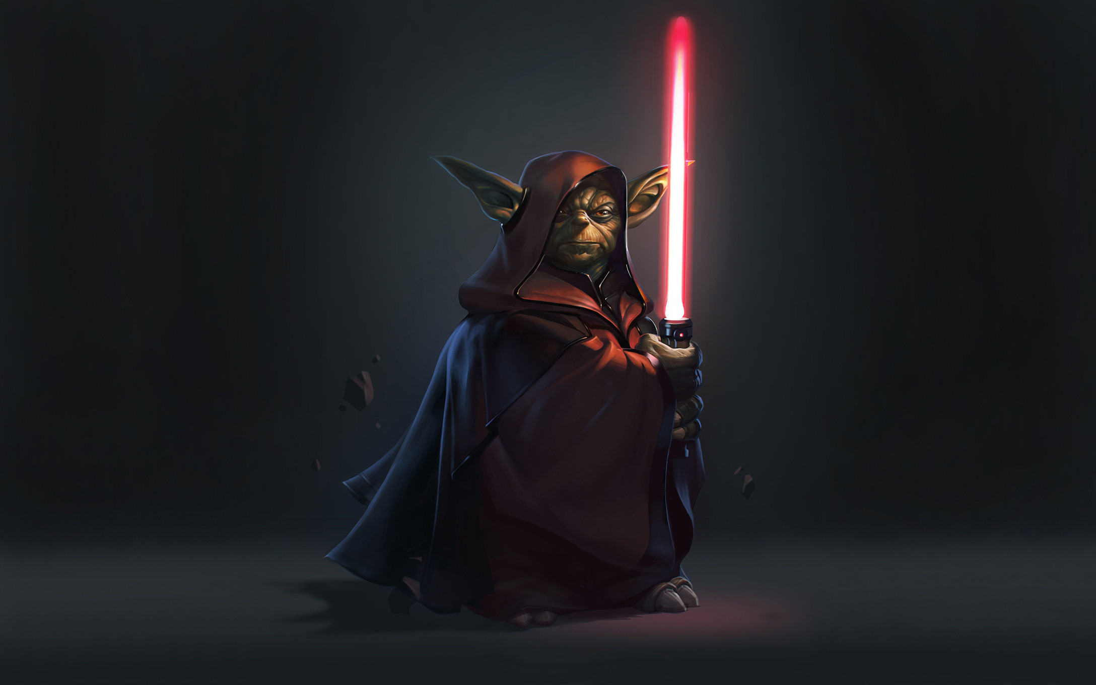 Yoda, Spada laser rossa, Sith, Arte digitale, 2176x1360, sfondo MacBook Pro