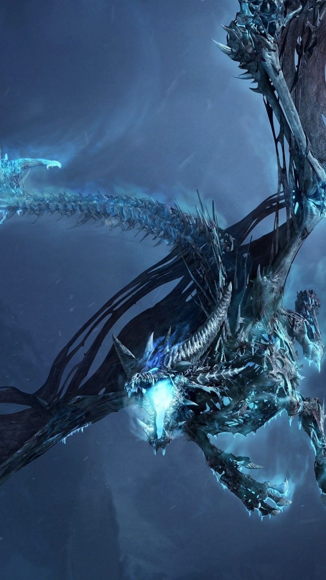 Drago, Fantasy, Blu, Arte digitale, Full HD, sfondo verticale per cellulare