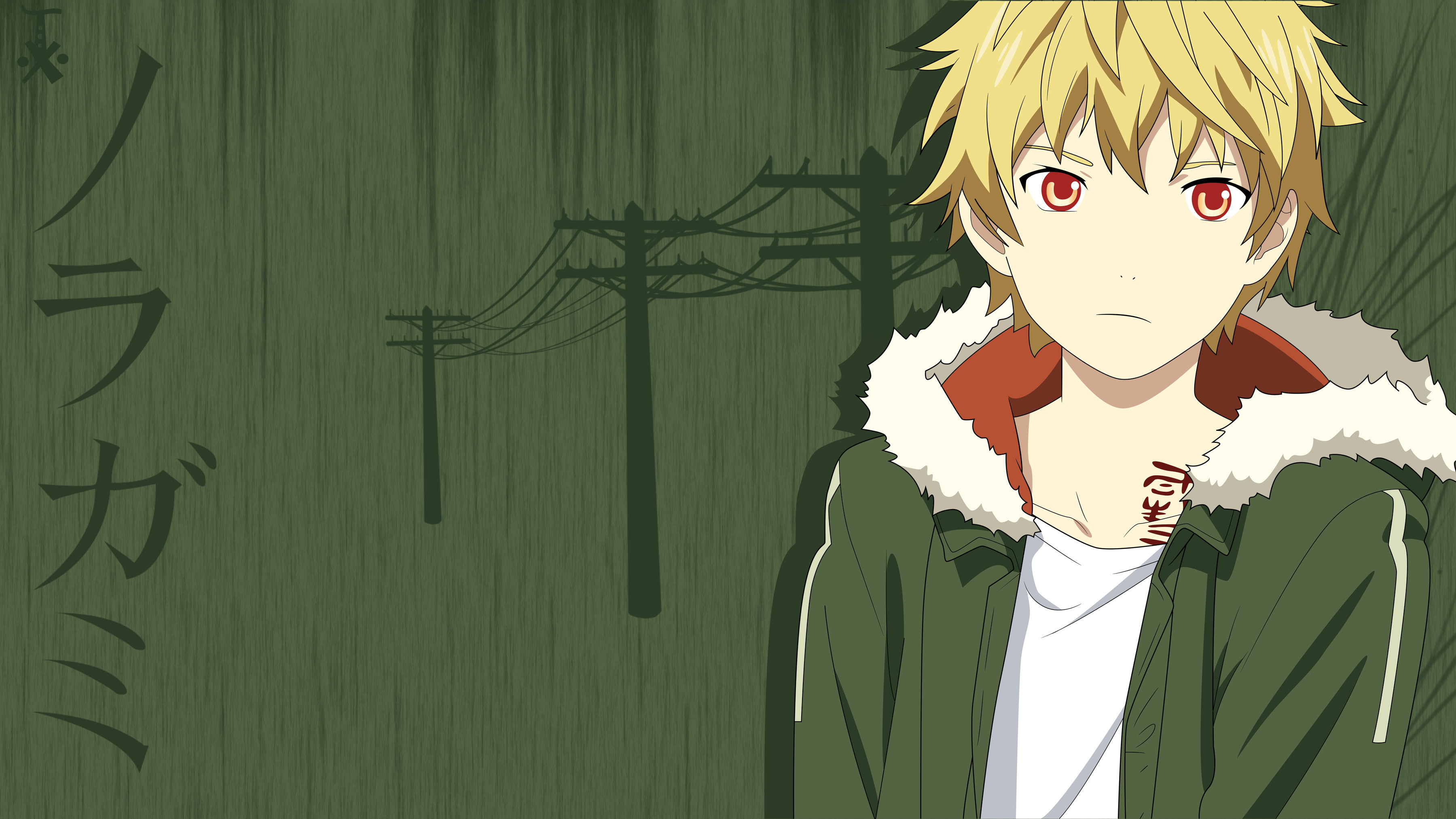 Yukine, Noragami, Logo, Verde, Pali della luce, 2K, sfondo per portatile
