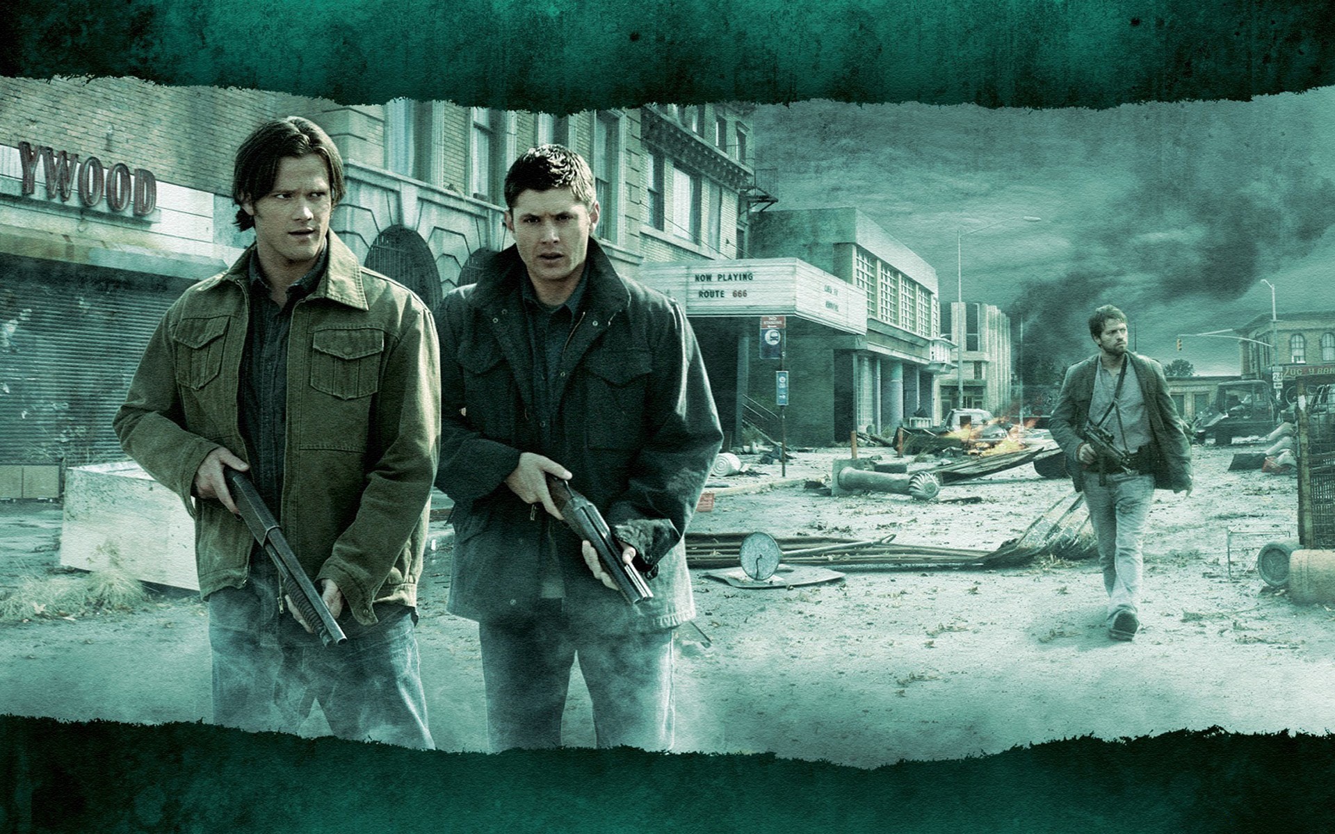 Sam Winchester, Dean Winchester, Supernatural, Città devastata, 1920x1200, sfondo per PC
