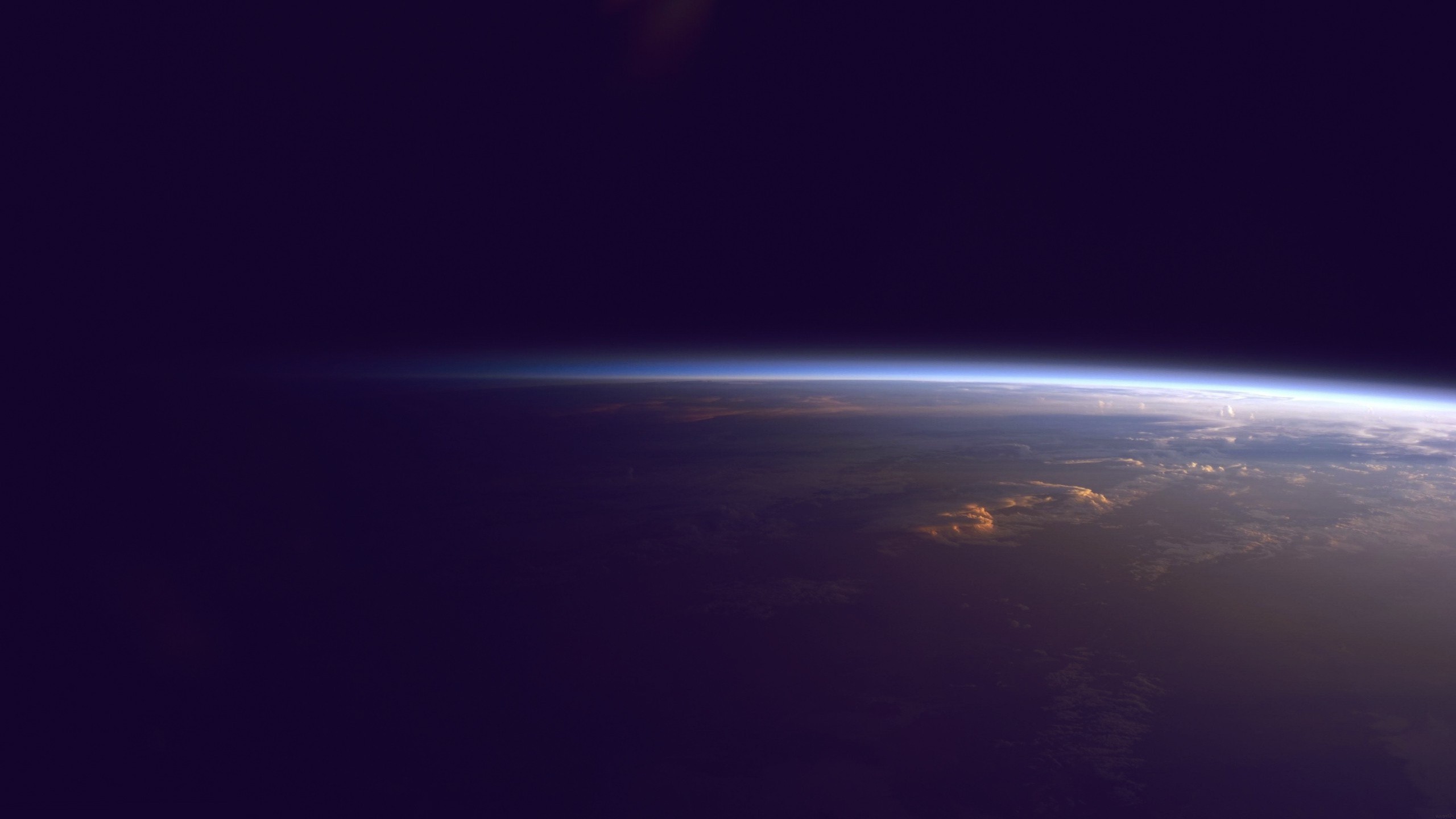 Terra, Orizzonte planetario, Alba spaziale, Viola, 2560x1440, immagine di sfondo