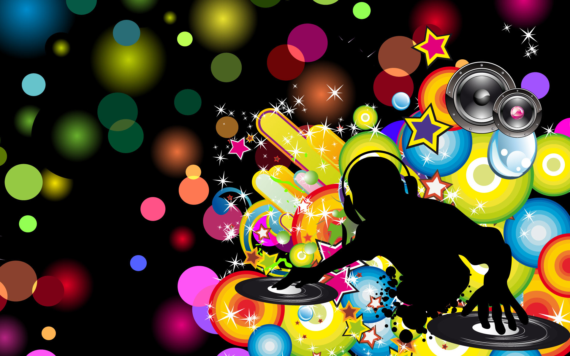 DJ, Musica, Cerchi colorati, Silhouette, 1920x1200, sfondo MacBook Pro
