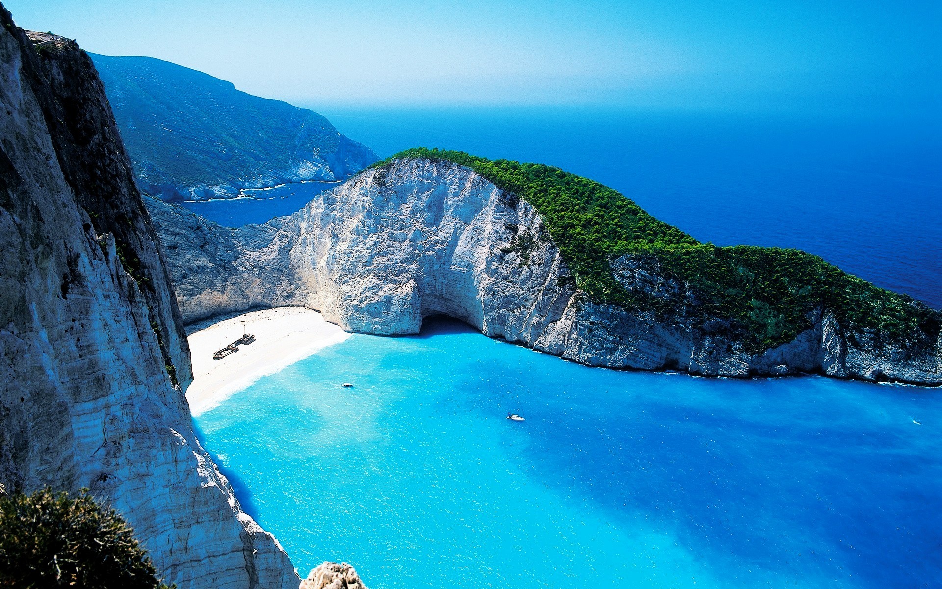 Spiaggia di Navagio, Zante, Grecia, Mare turchese, Scogliera, Full HD, immagine di sfondo Mac
