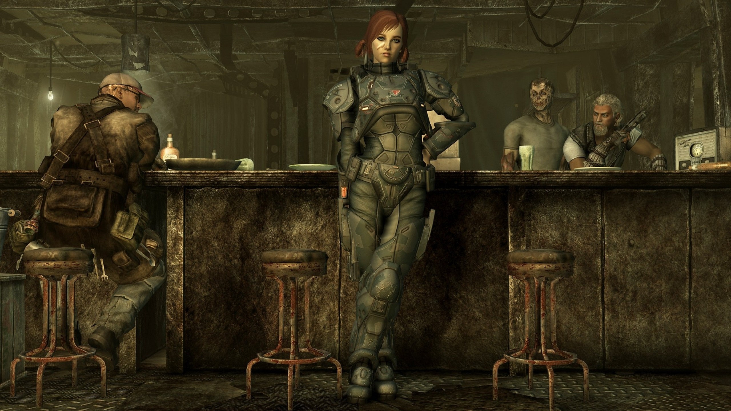 Fallout 3, Bar, Personaggi, 2K, sfondo Windows 11