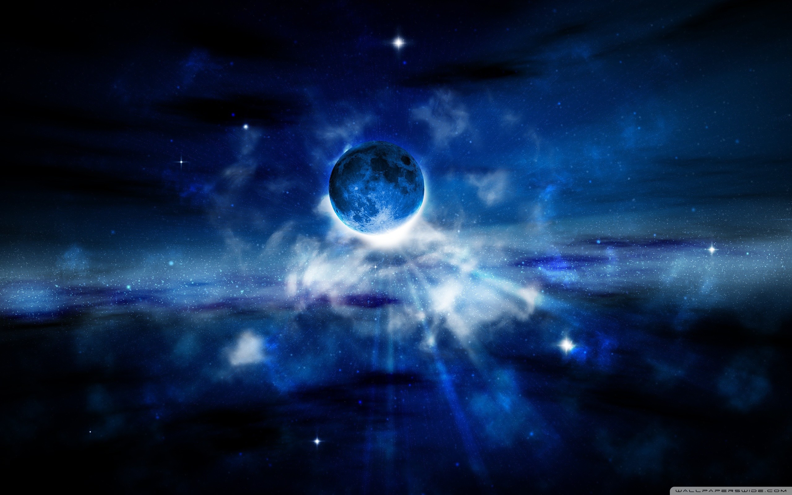 Luna, Nebulosa, Spazio, Blu, 2560x1600, immagine di sfondo