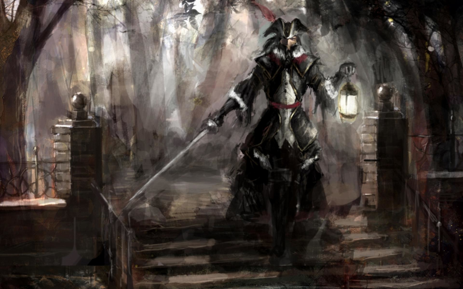 Pirata, Spada, Lanterna, Arte concettuale, 1920x1200, wallpaper desktop