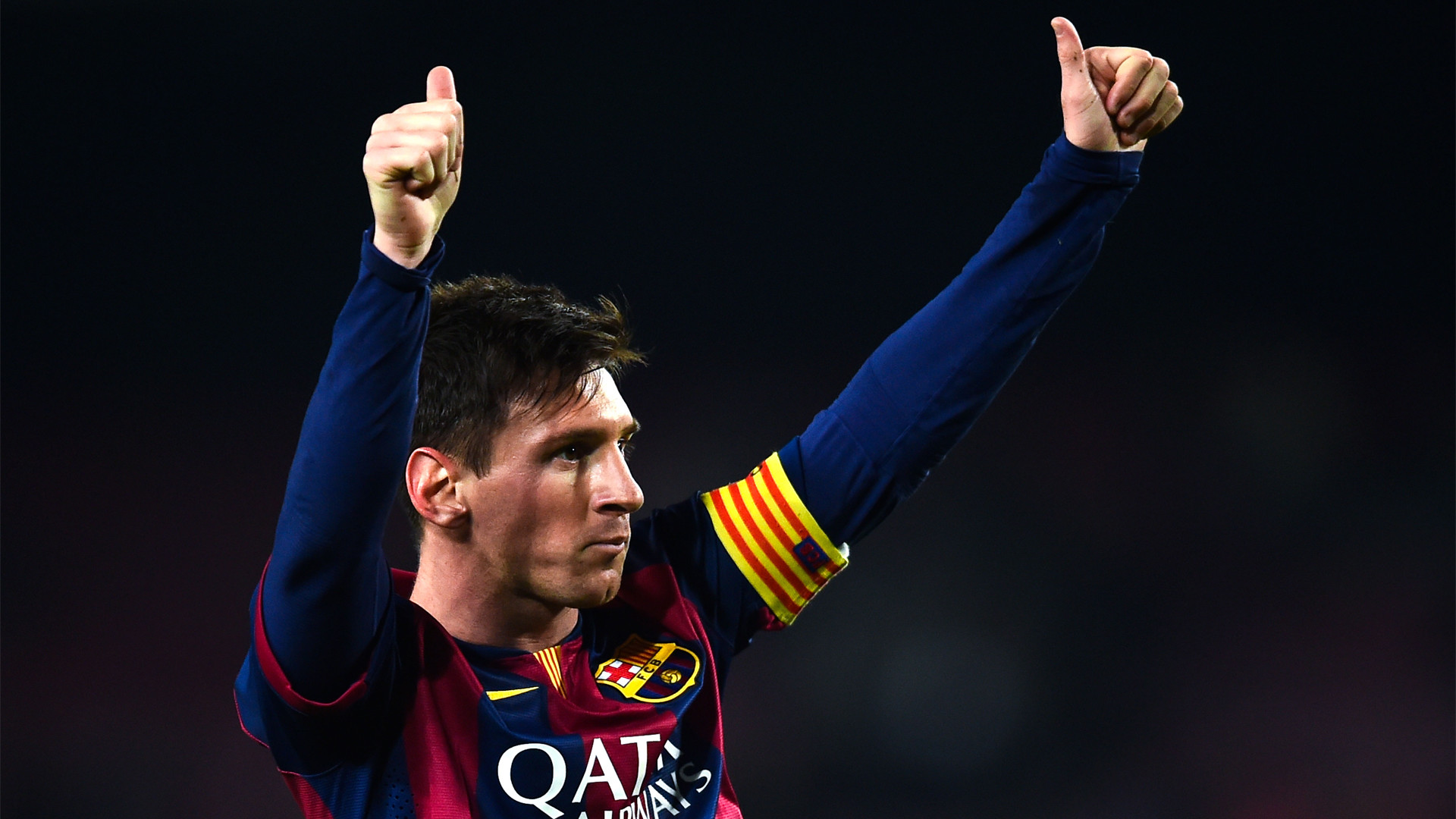 Lionel Messi, FC Barcelona, Fascia da capitano, Pollici in su, Full HD, wallpaper per PC
