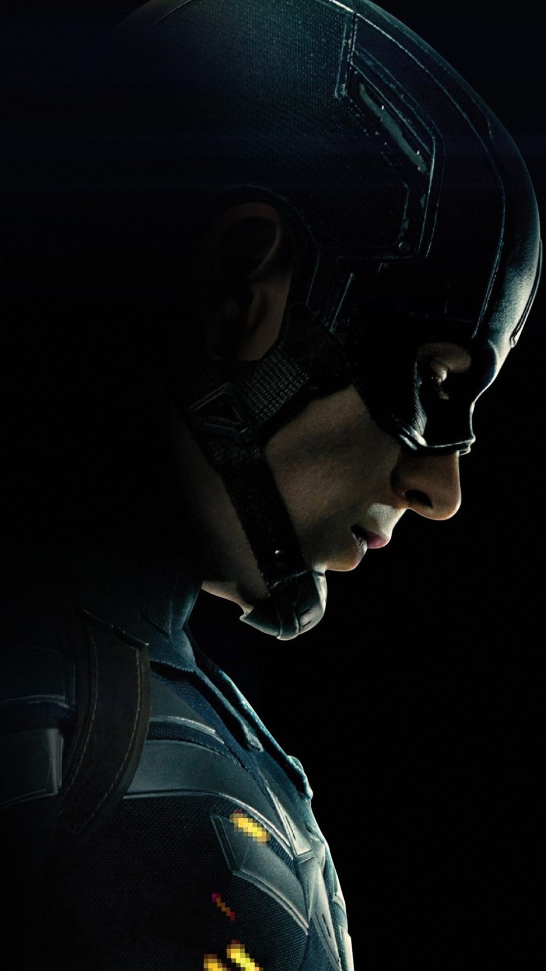 Capitan America, Chris Evans, Profilo, Sfondo nero, Full HD, schermata di blocco del cellulare