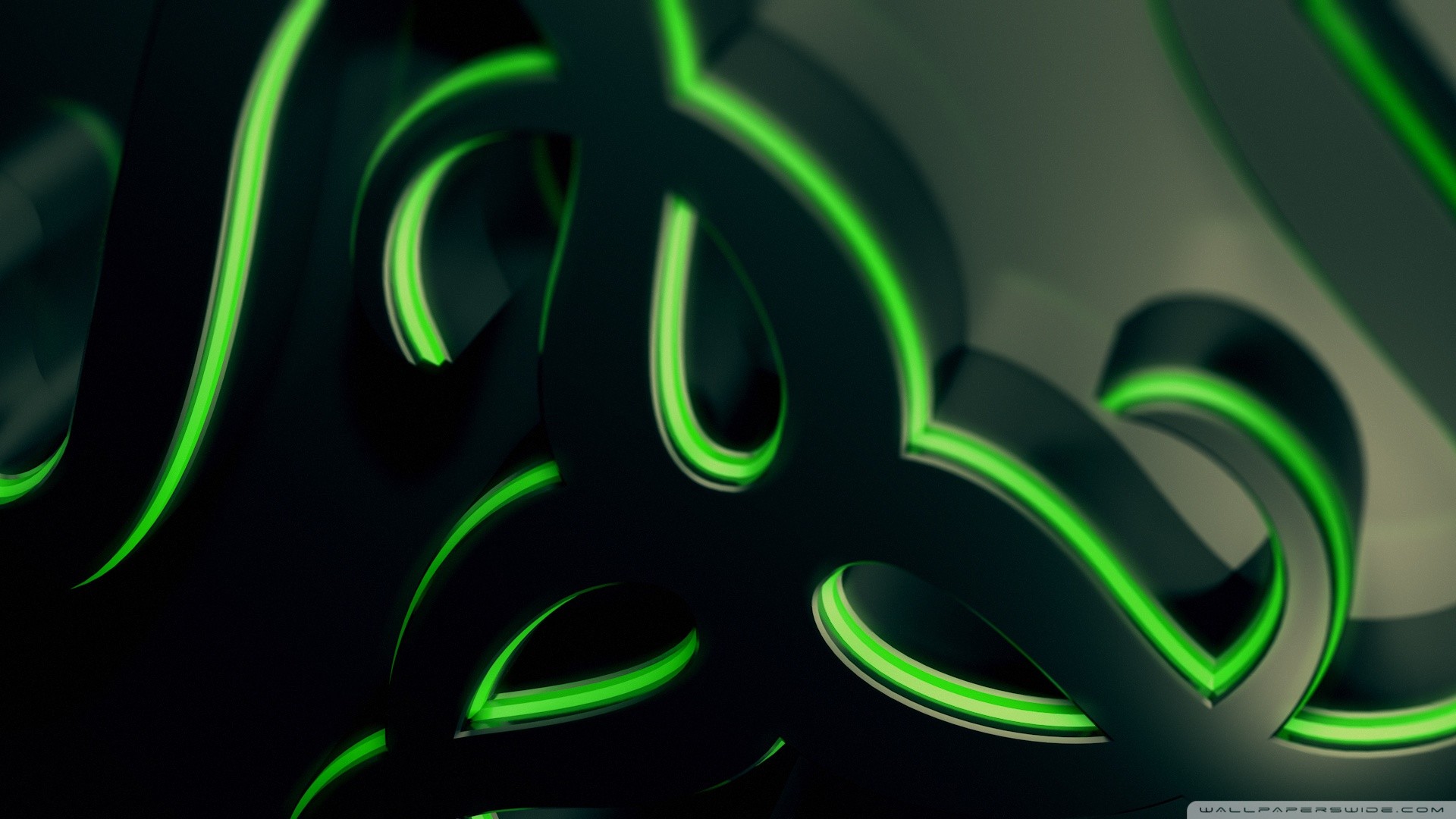 Razer, Logo Razer 3D, Close-up, Verde, Astratto, 16:9 Full HD, sfondo widescreen