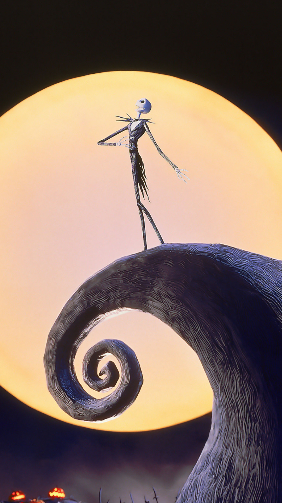 Jack Skellington, Nightmare Before Christmas, Spiral Hill, Luna piena, sfondo per iPhone