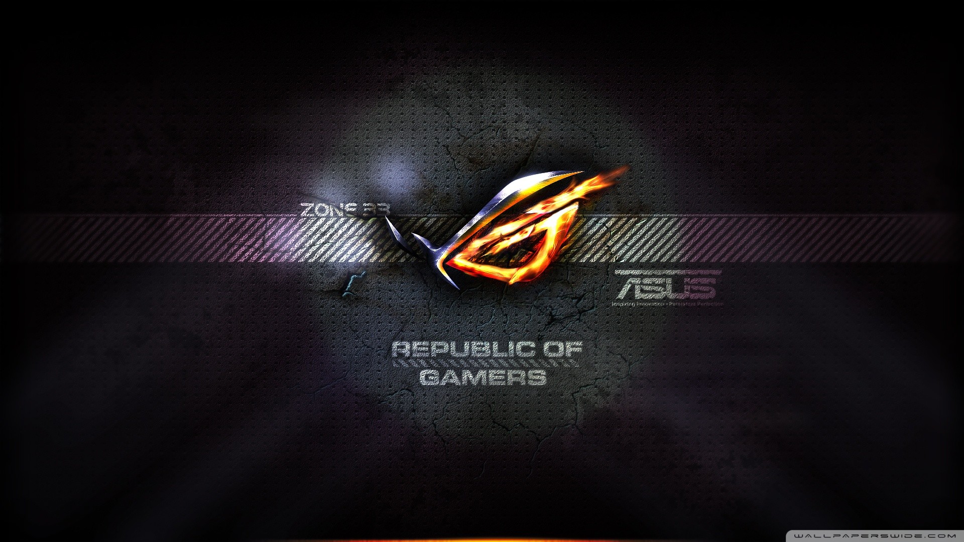 ASUS ROG, Republic of Gamers, Logo luminoso, Arancione, Viola, Full HD, sfondo per PC e portatile