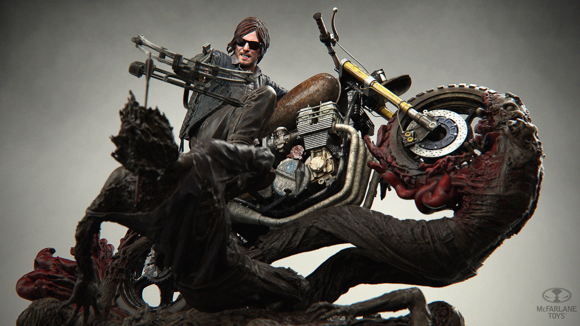 Daryl Dixon, McFarlane Toys, The Walking Dead, Action figure, Moto, Zombie, sfondo widescreen Full HD