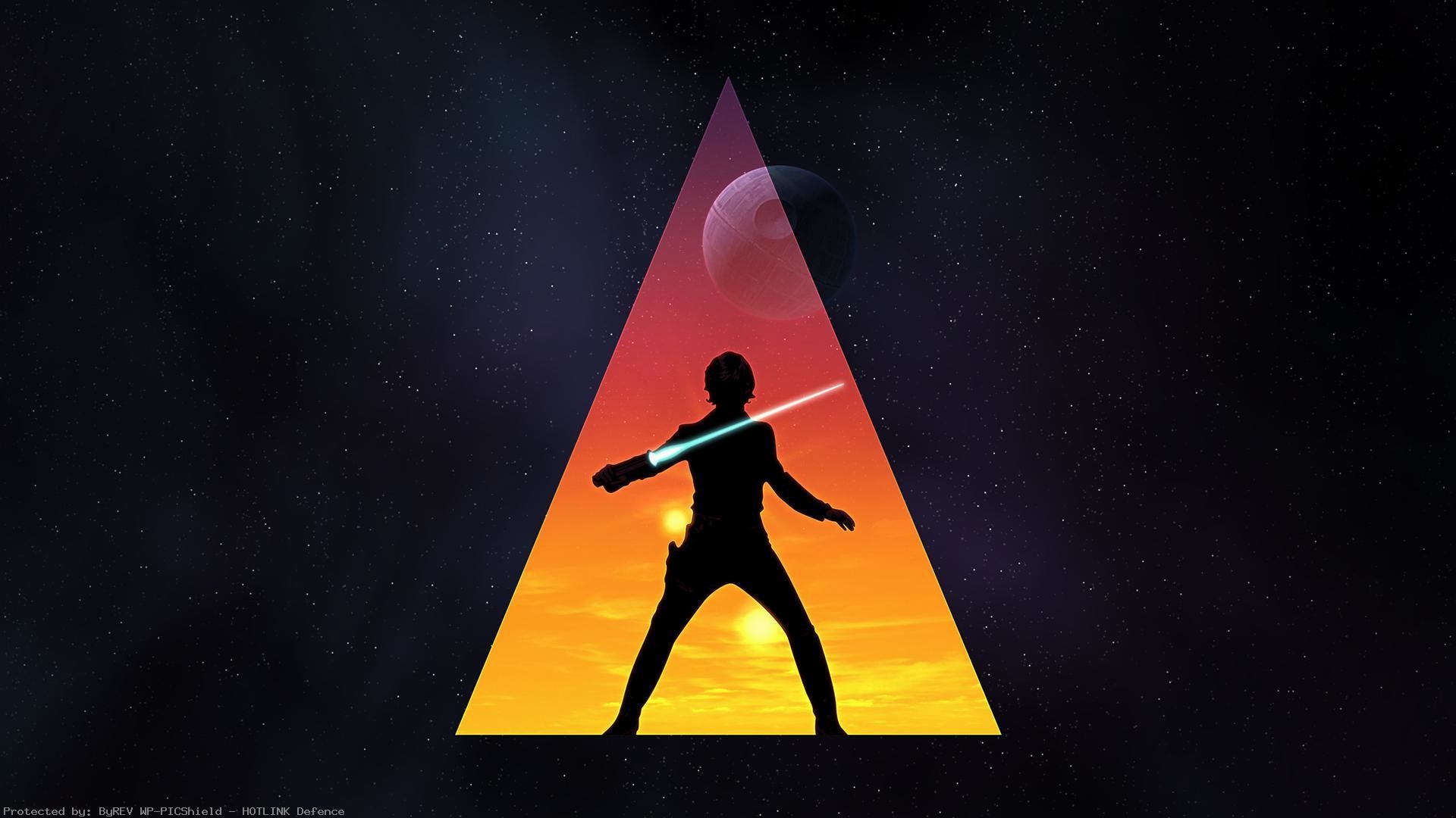 Luke Skywalker, Morte Nera, Star Wars, Triangolo, Silhouette, Full HD, sfondo Windows 11
