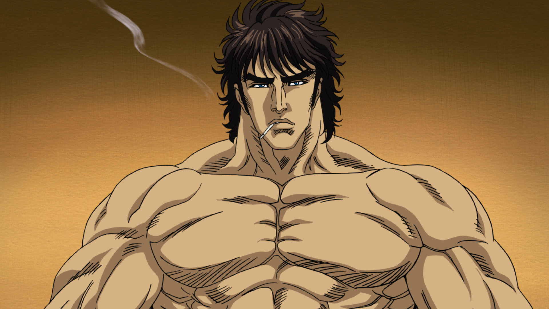 Kenshiro, Ken il guerriero, Muscoli, Sigaretta, Toni dorati, Full HD 1080p, sfondo desktop