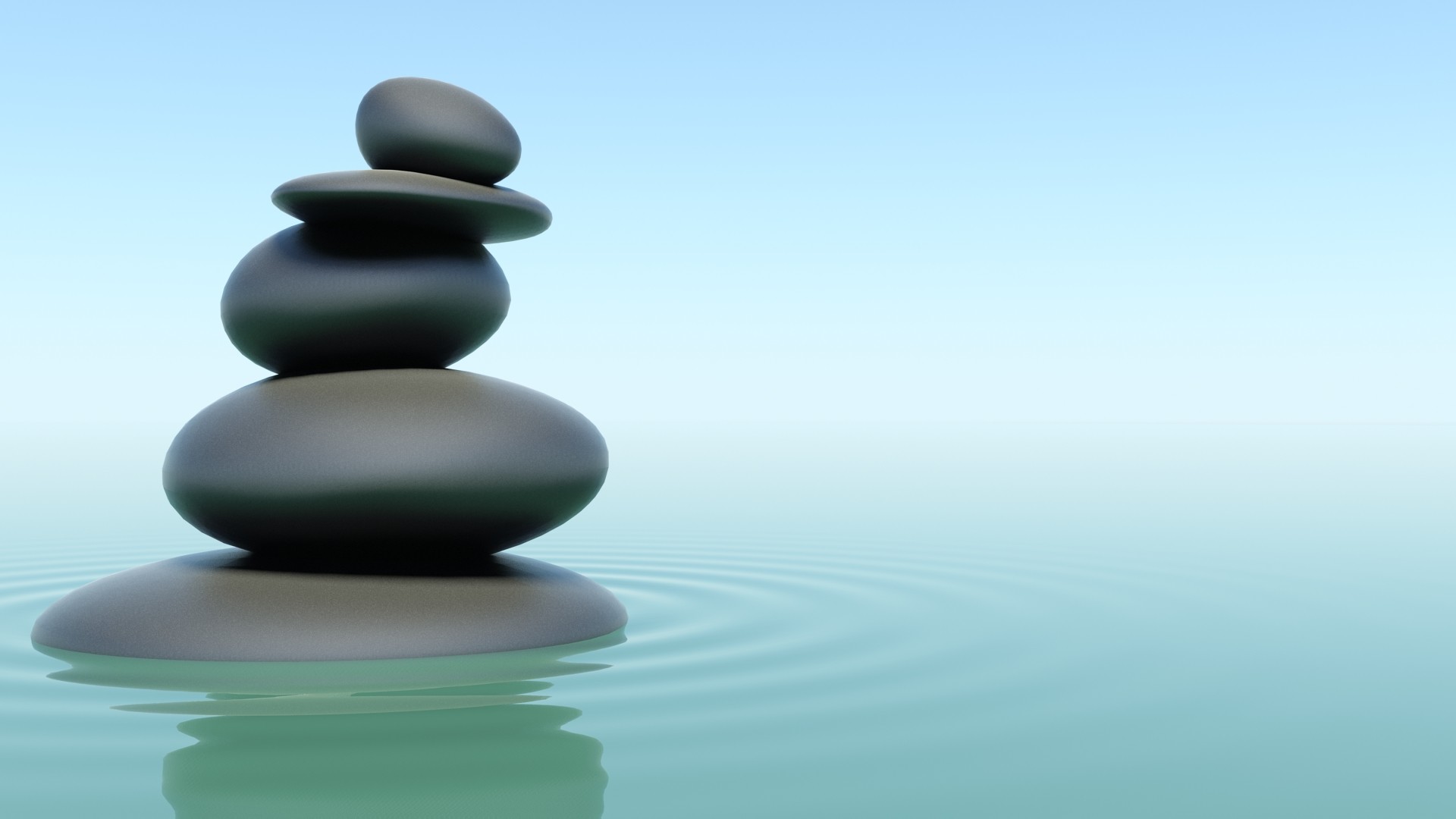 Pietre impilate, Acqua, Cerchi nell'acqua, Azzurro, Equilibrio, 16:9 Full HD, sfondo widescreen